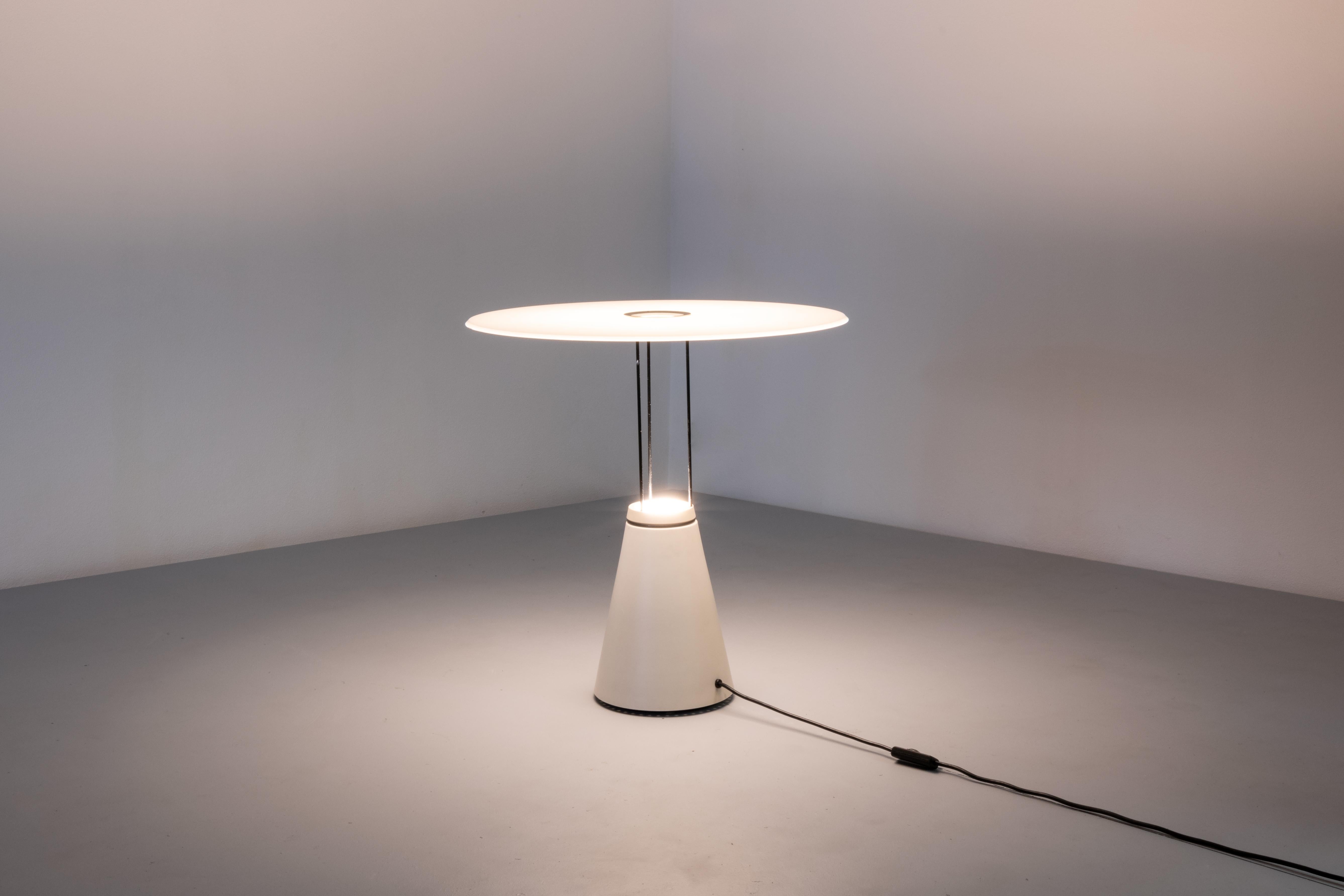 Metal Table Lamp with Cone Base and Disc Shade