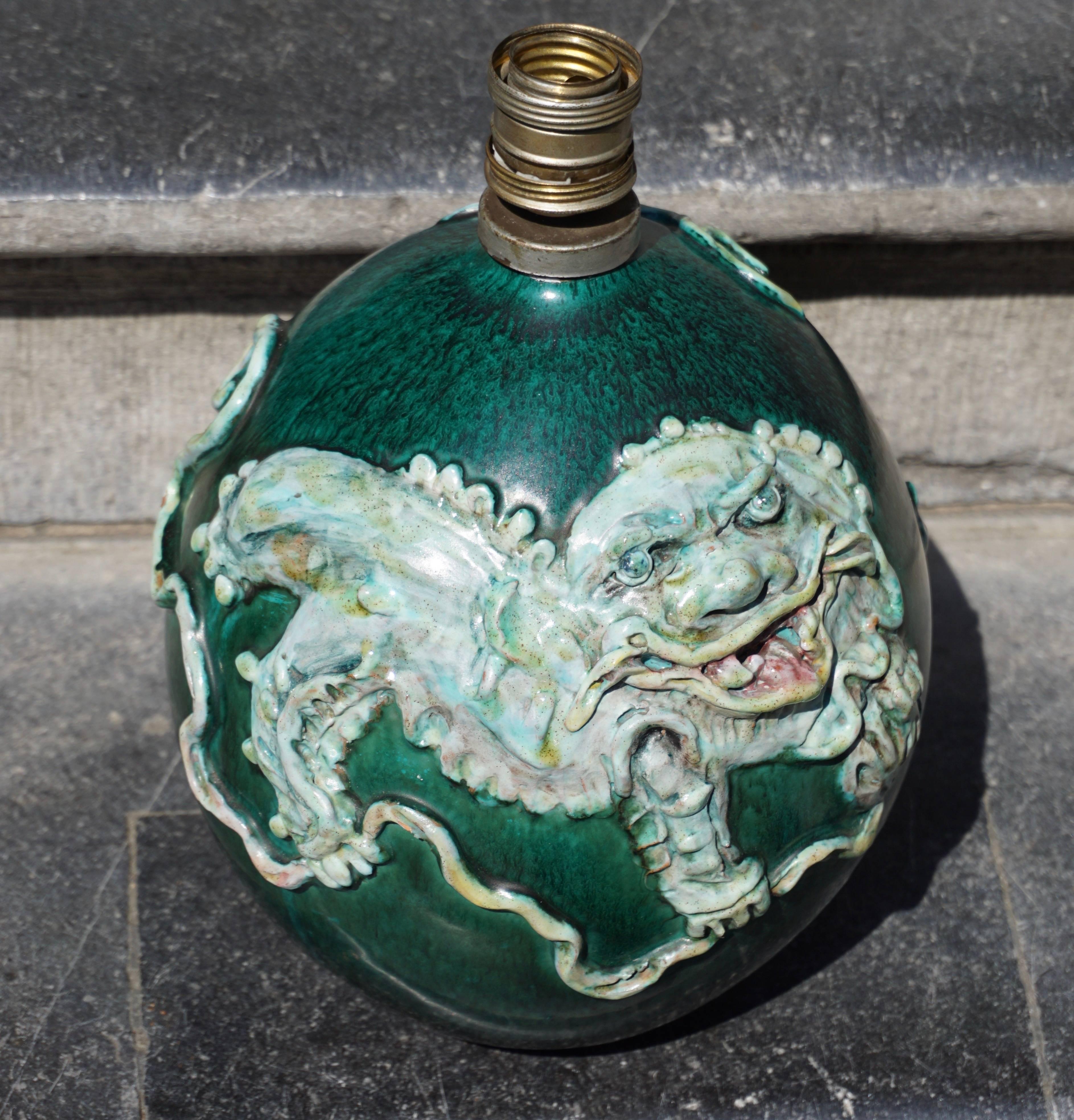Table Lamp with Dragon by Marcello Fantoni, Italy In Good Condition In Antwerp, BE