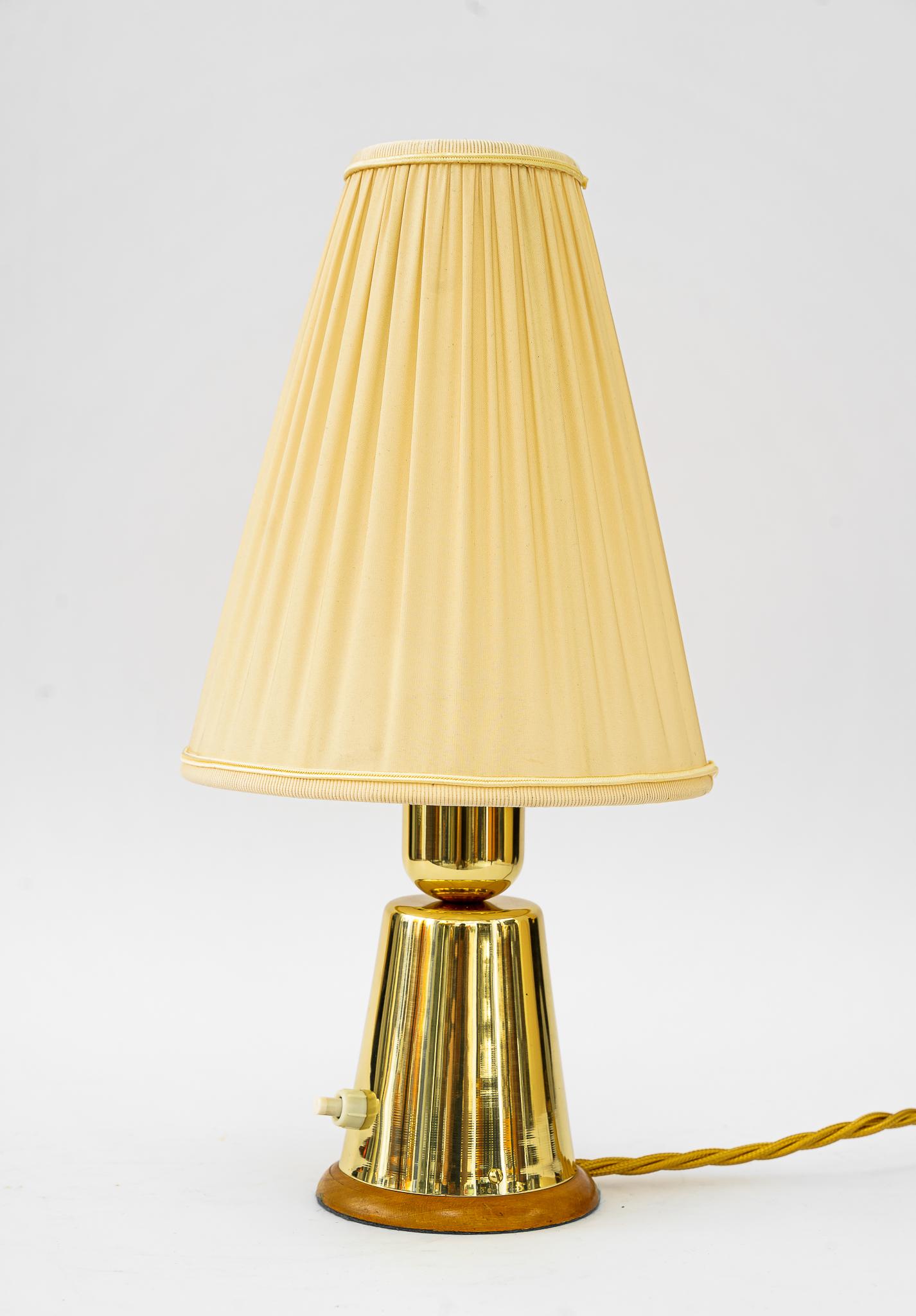 Mid-Century Modern Table Lamp with Fabric Shade Vienna Around 1950s  For Sale