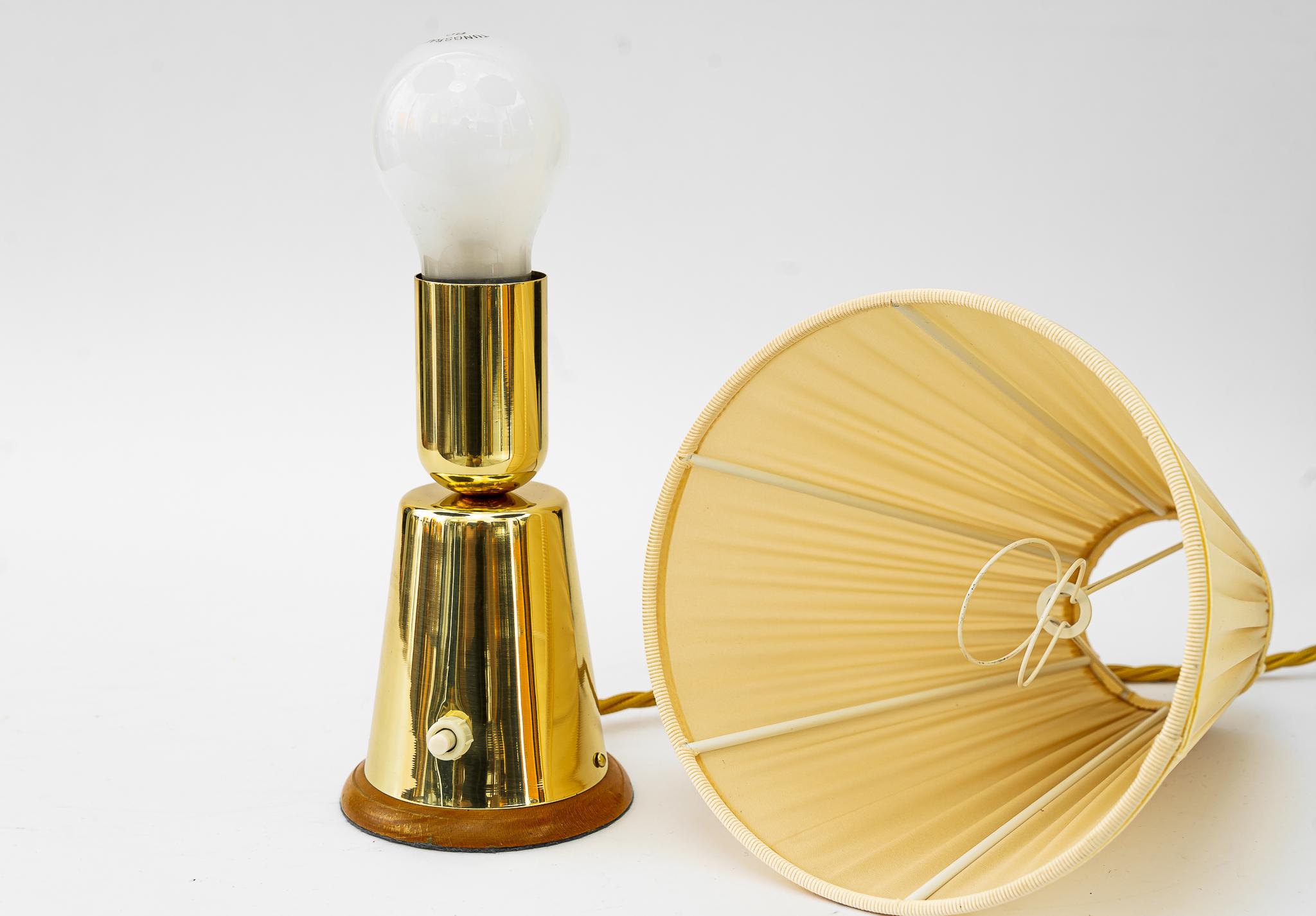 Lacquered Table Lamp with Fabric Shade Vienna Around 1950s  For Sale