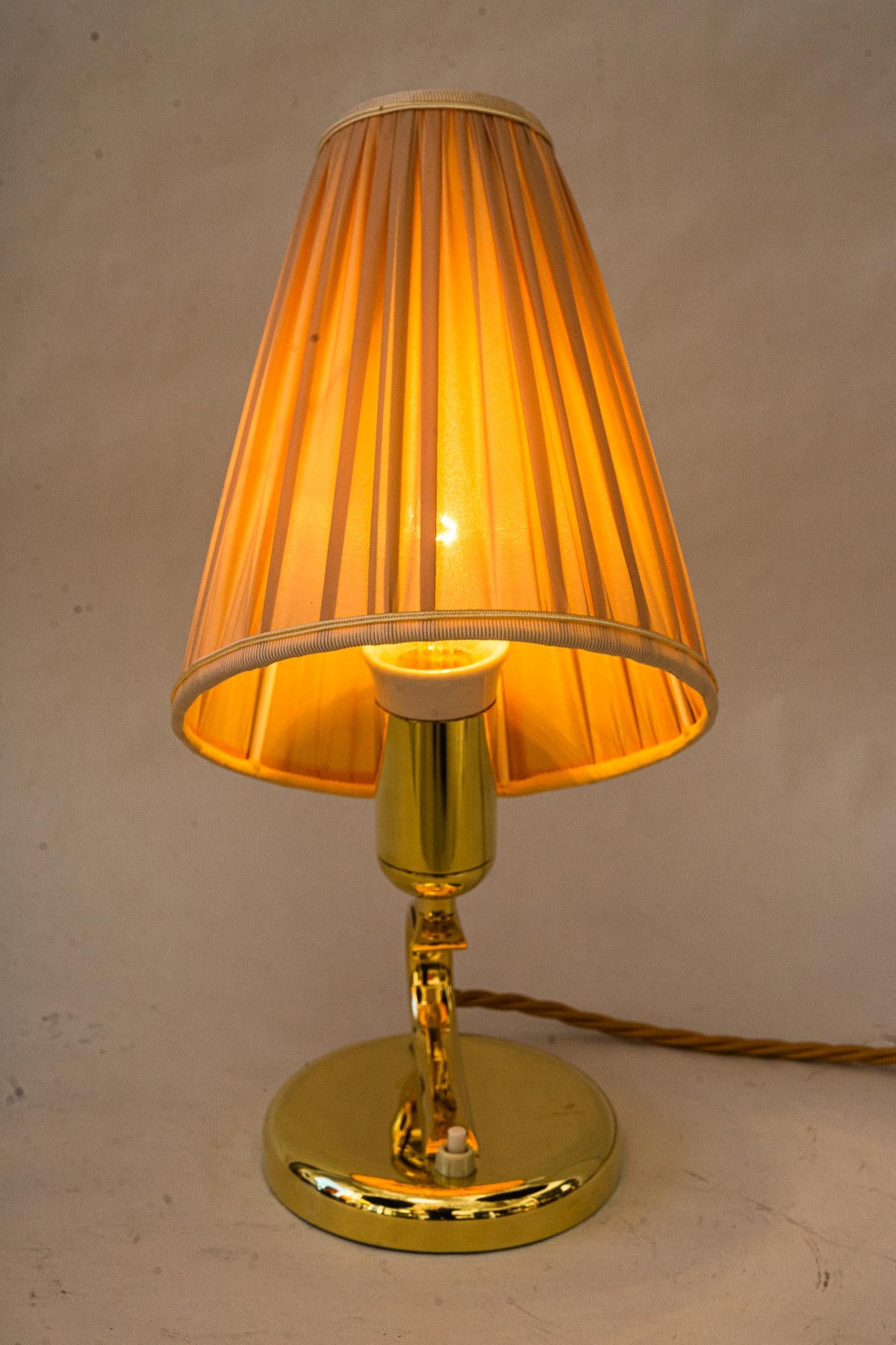 Lacquered Table lamp with fabric shade vienna around 1960s For Sale