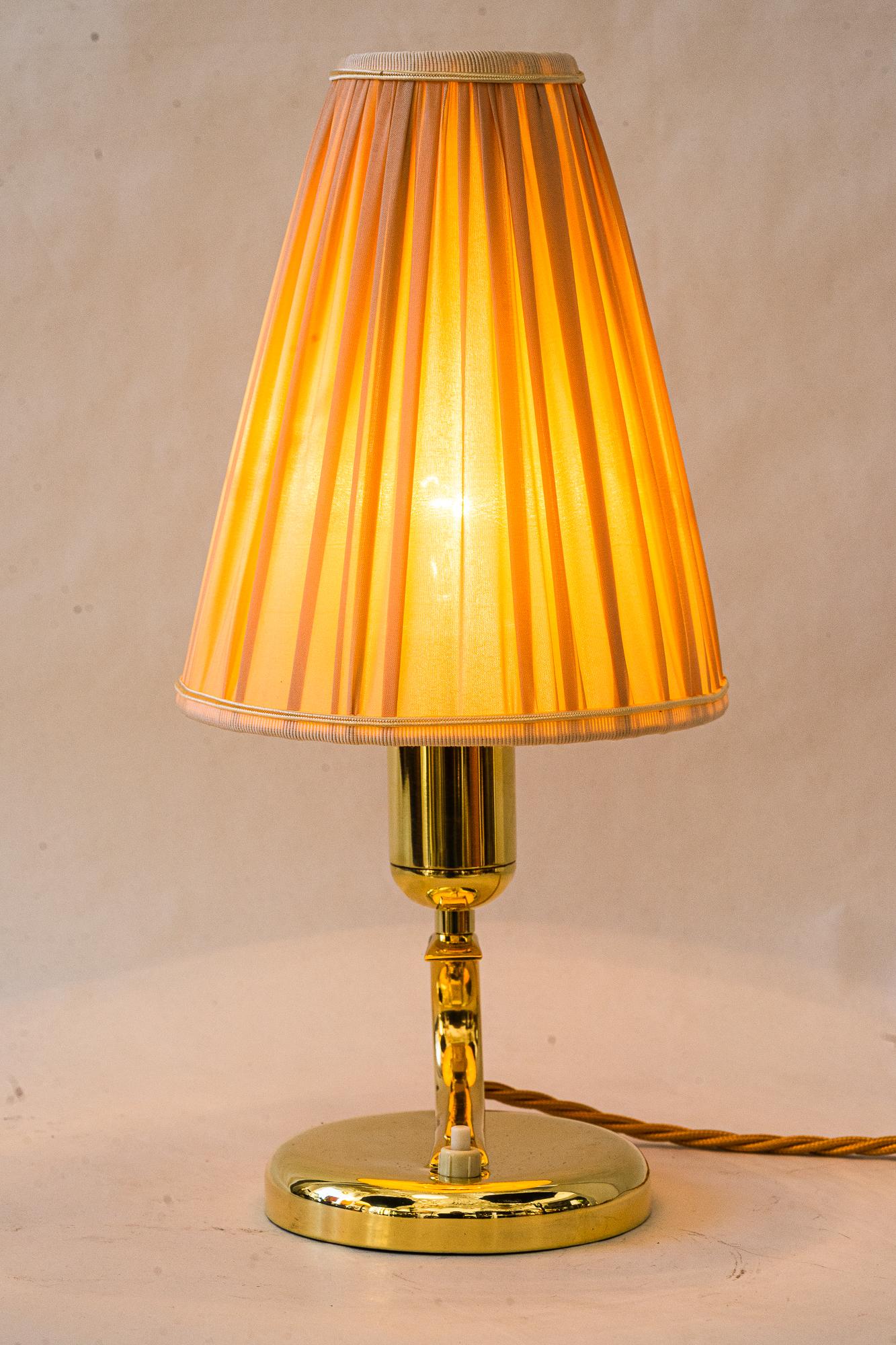 Brass Table lamp with fabric shade vienna around 1960s For Sale