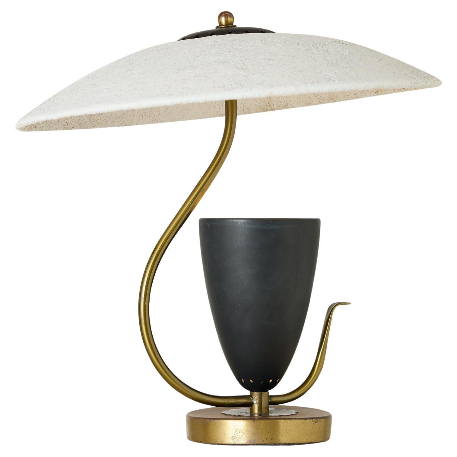 Table Lamp with Fiberglass Shade, in the manner of Mitchell Bobrick