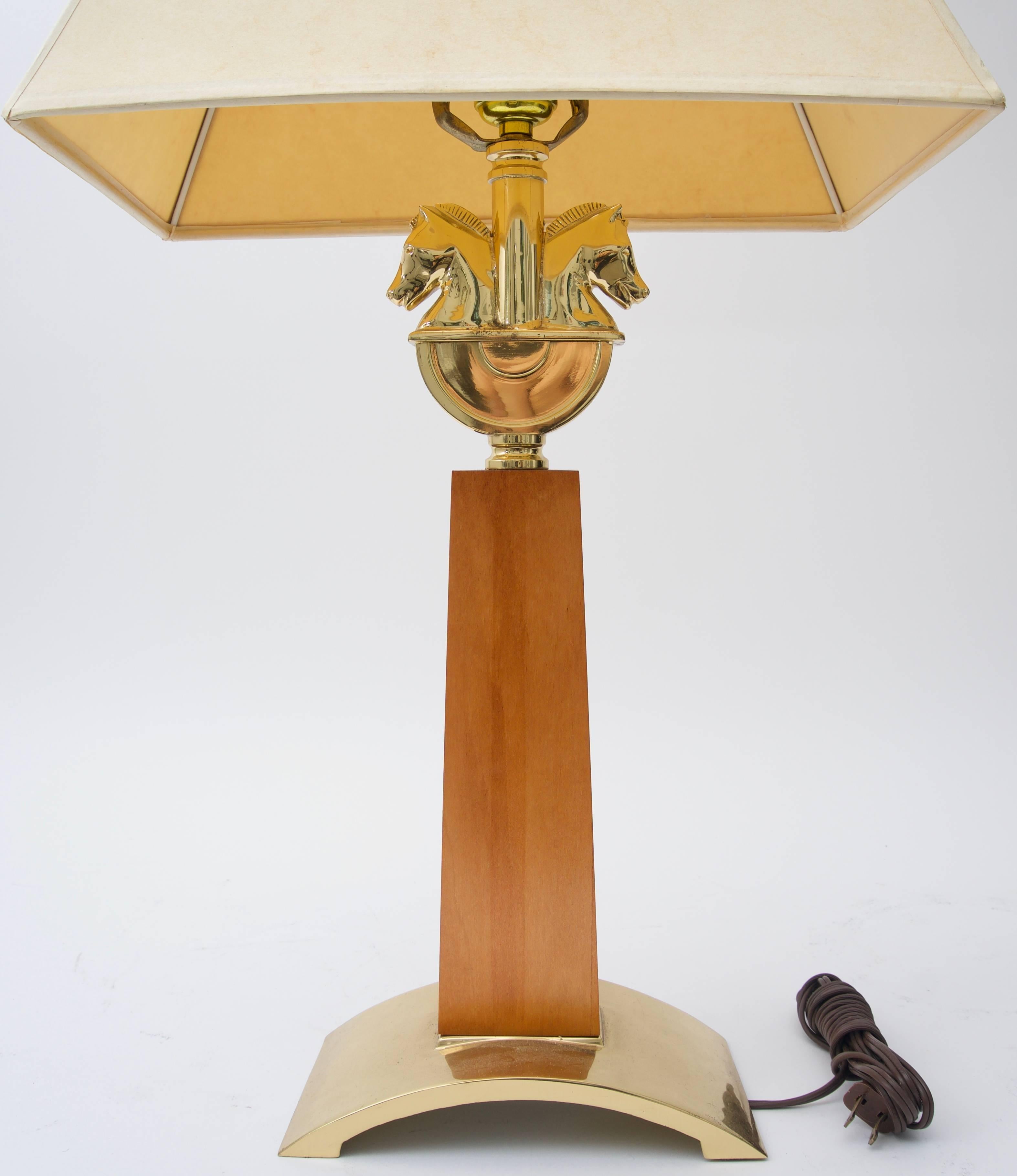 Italian Table Lamp with Figural Horse Heads
