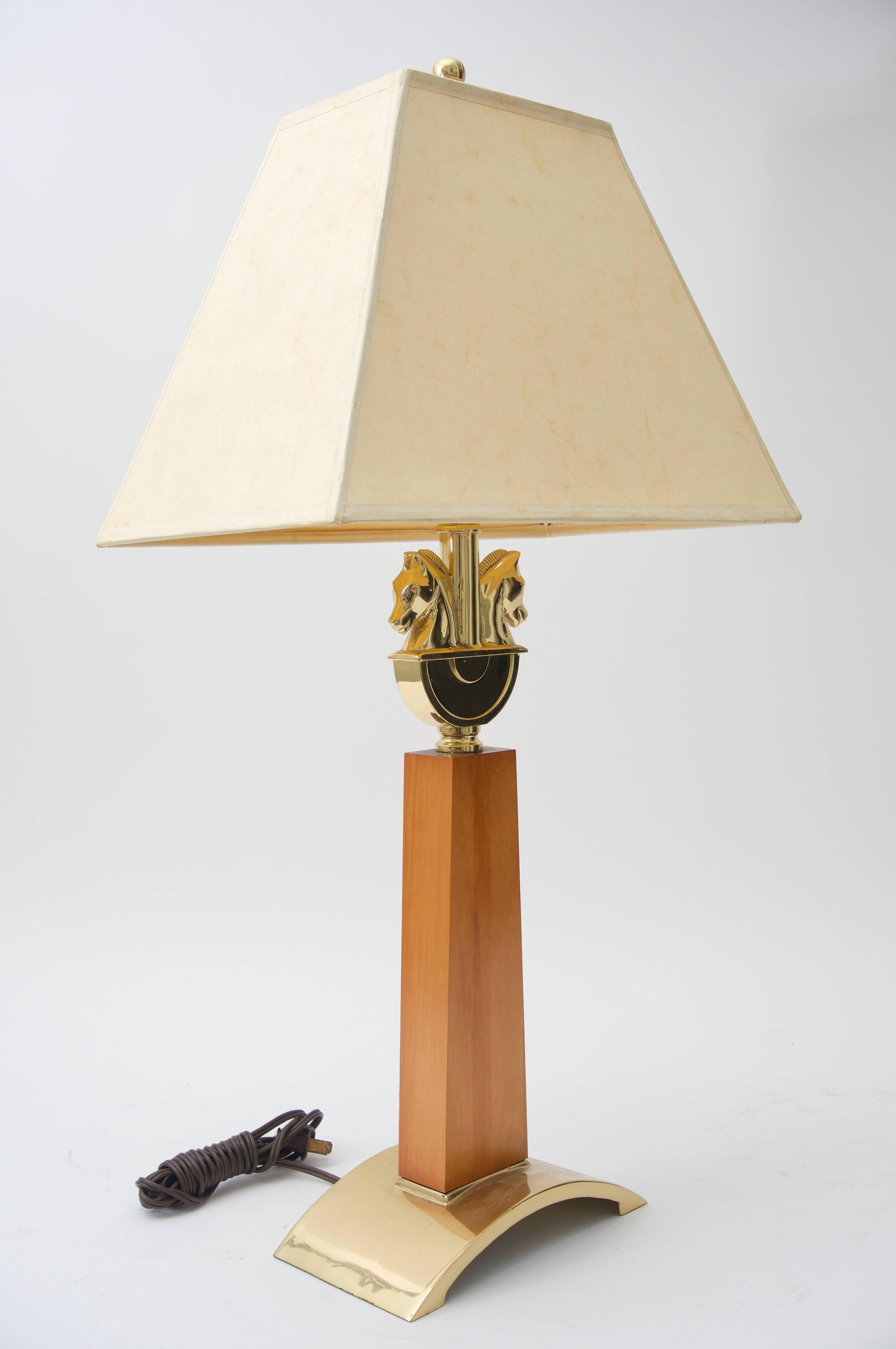 Cast Table Lamp with Figural Horse Heads