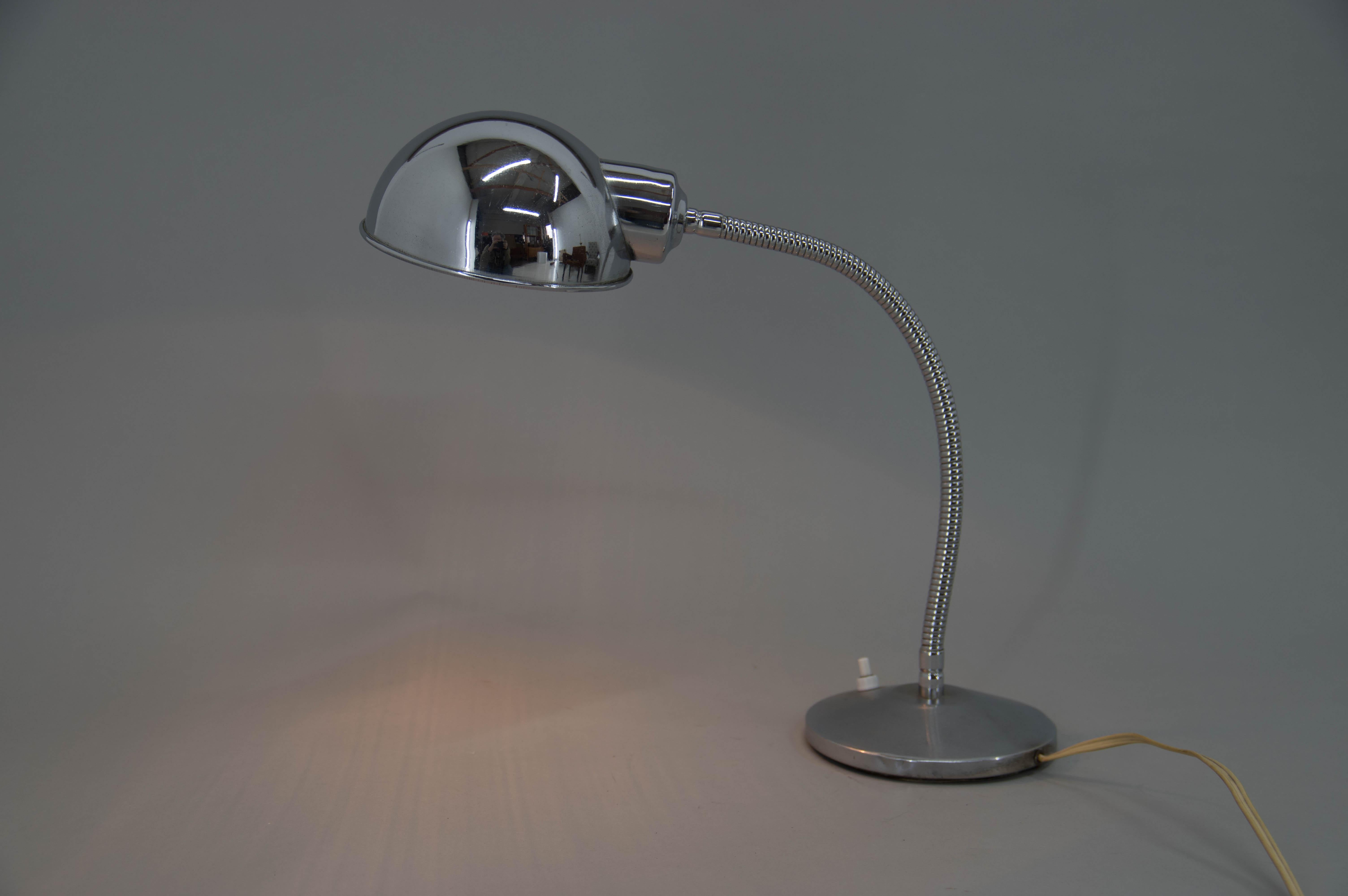 Metal Table Lamp with Flexible Shade, 1940s For Sale
