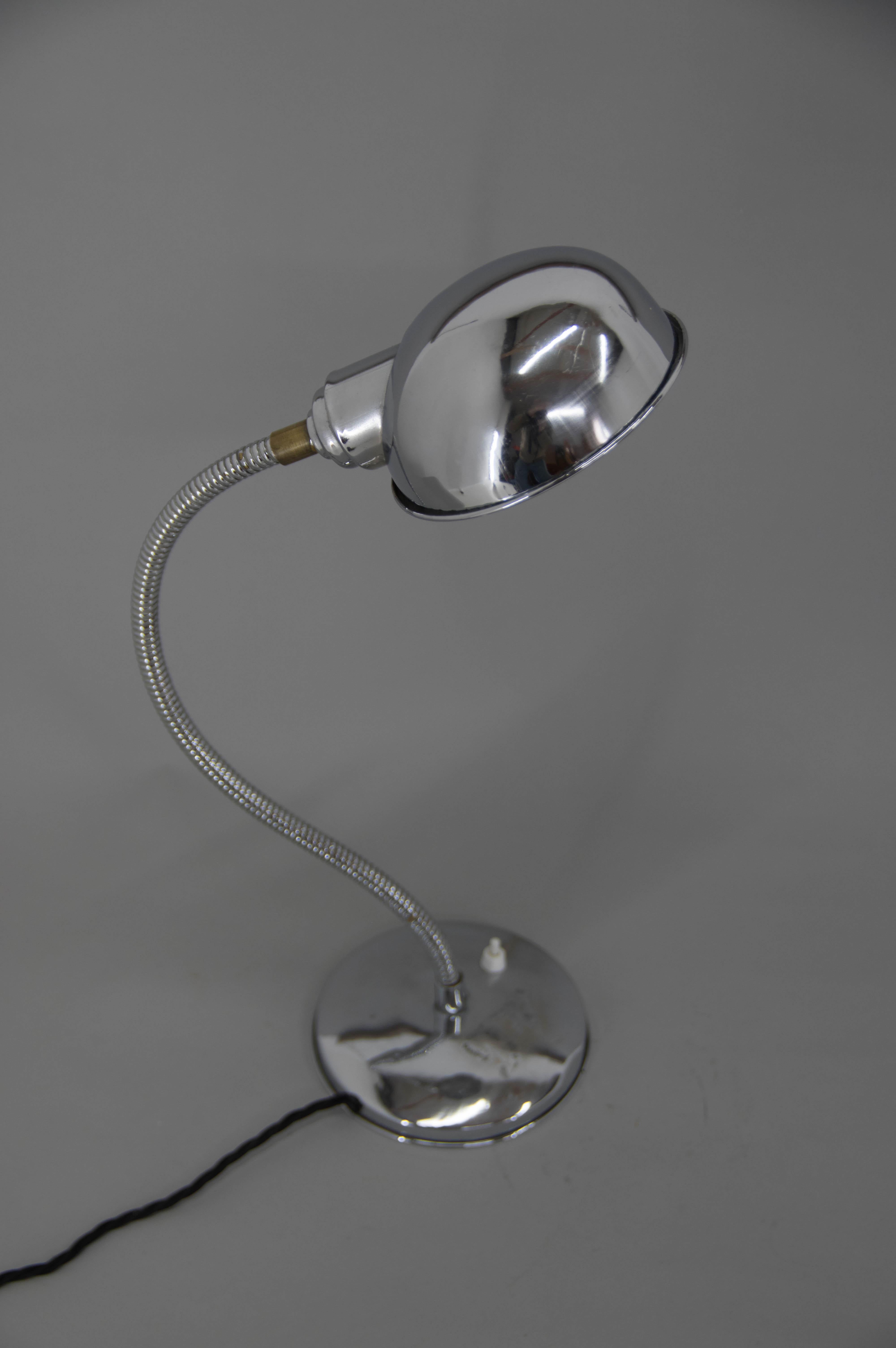 Metal Table Lamp with Flexible Shade, 1940s For Sale