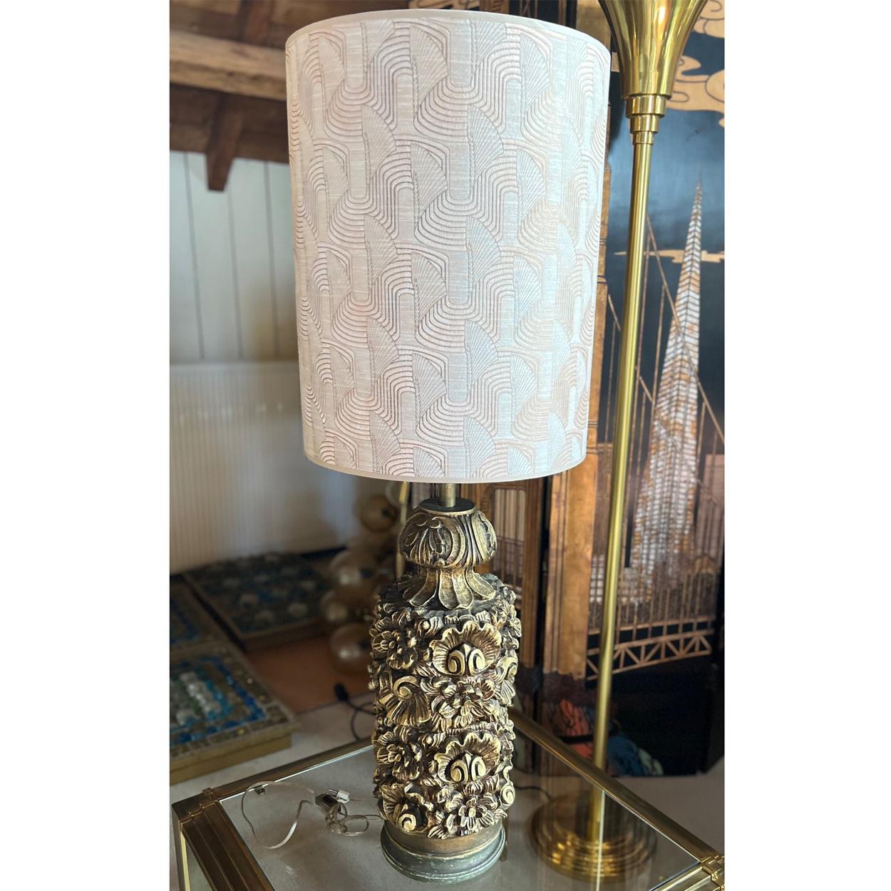 Table Lamp with Flower Pattern, 1950s For Sale 4