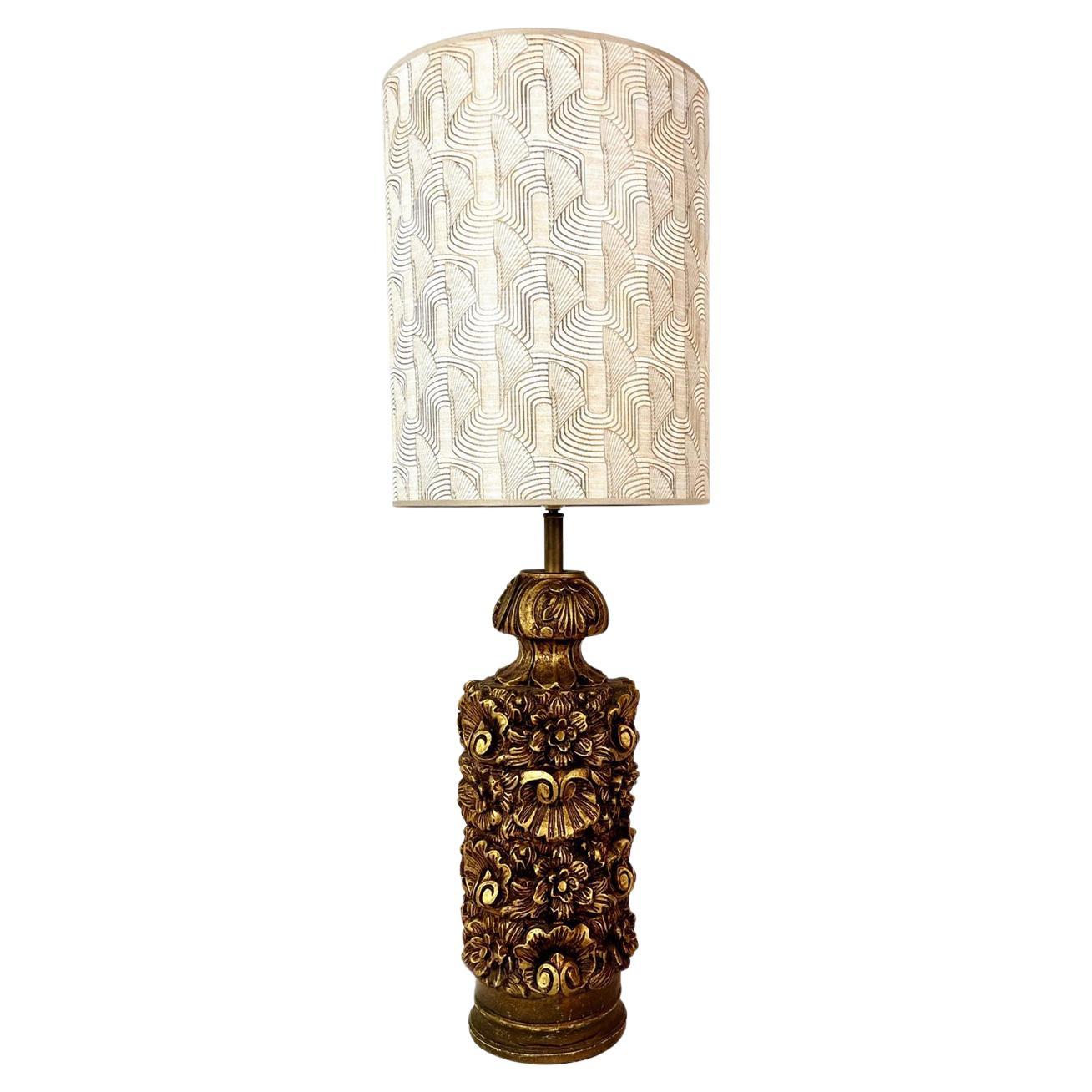 Table Lamp with Flower Pattern, 1950s For Sale
