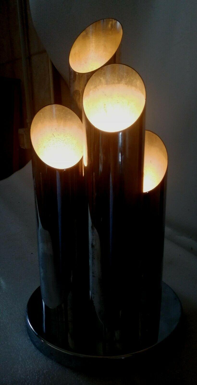 Table lamp with four lights steel tubes design Gaetano Sciolari, 1970s In Good Condition For Sale In taranto, IT