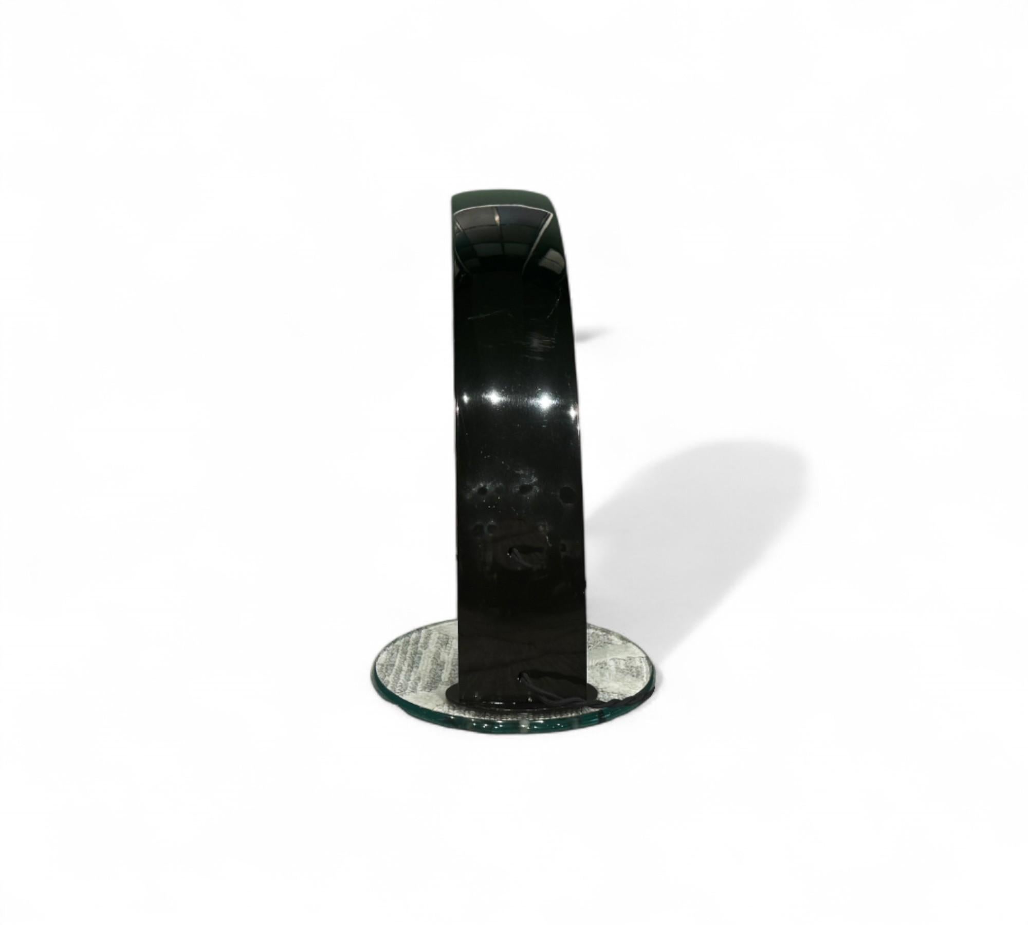 Enameled Table lamp with glass base and black aluminum structure, Dominici, 1970, Lot 664 For Sale