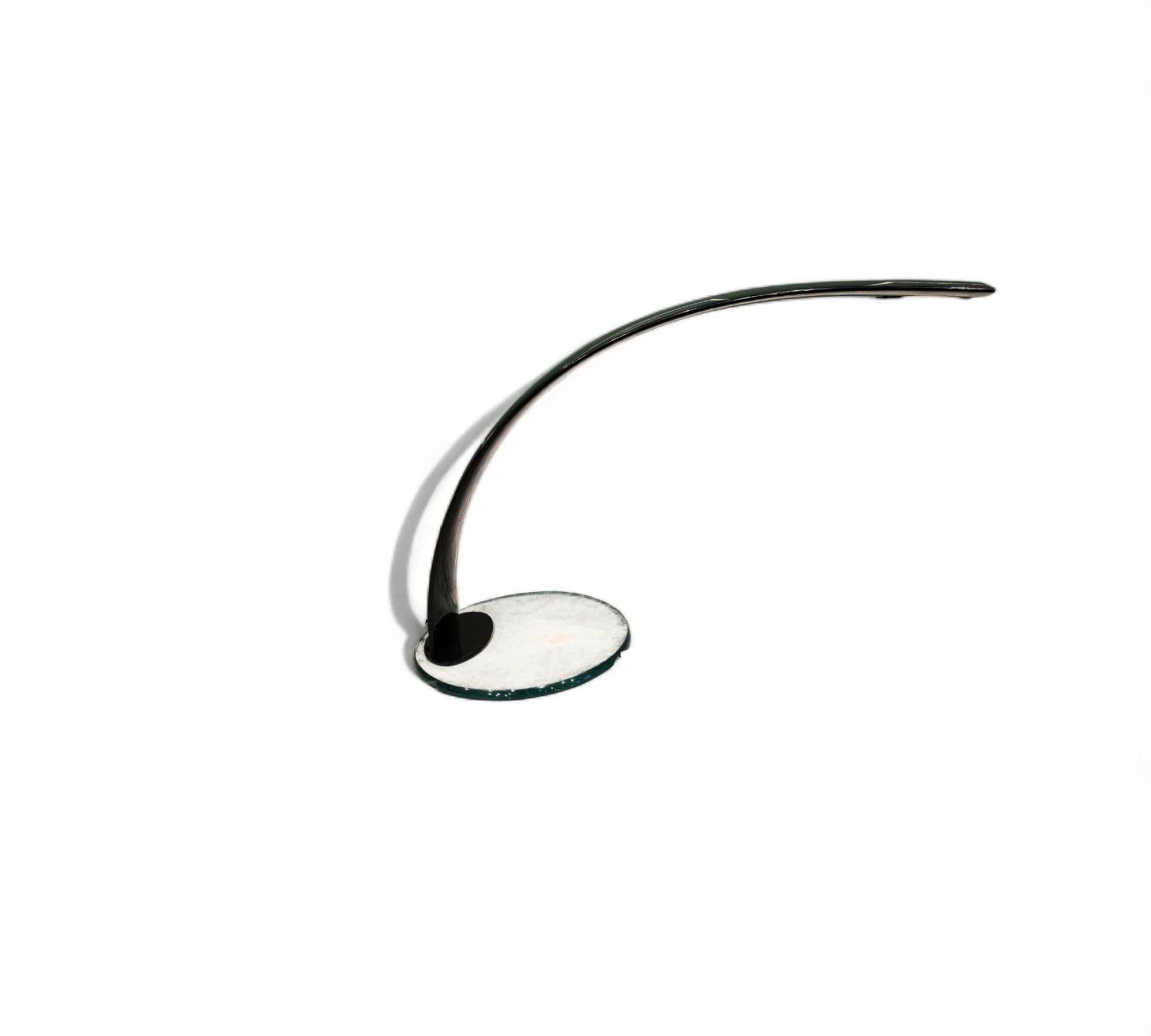 20th Century Table lamp with glass base and black aluminum structure, Dominici, 1970, Lot 664 For Sale