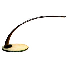 Table lamp with glass base and painted aluminum structure, Enrico Furio Dominici