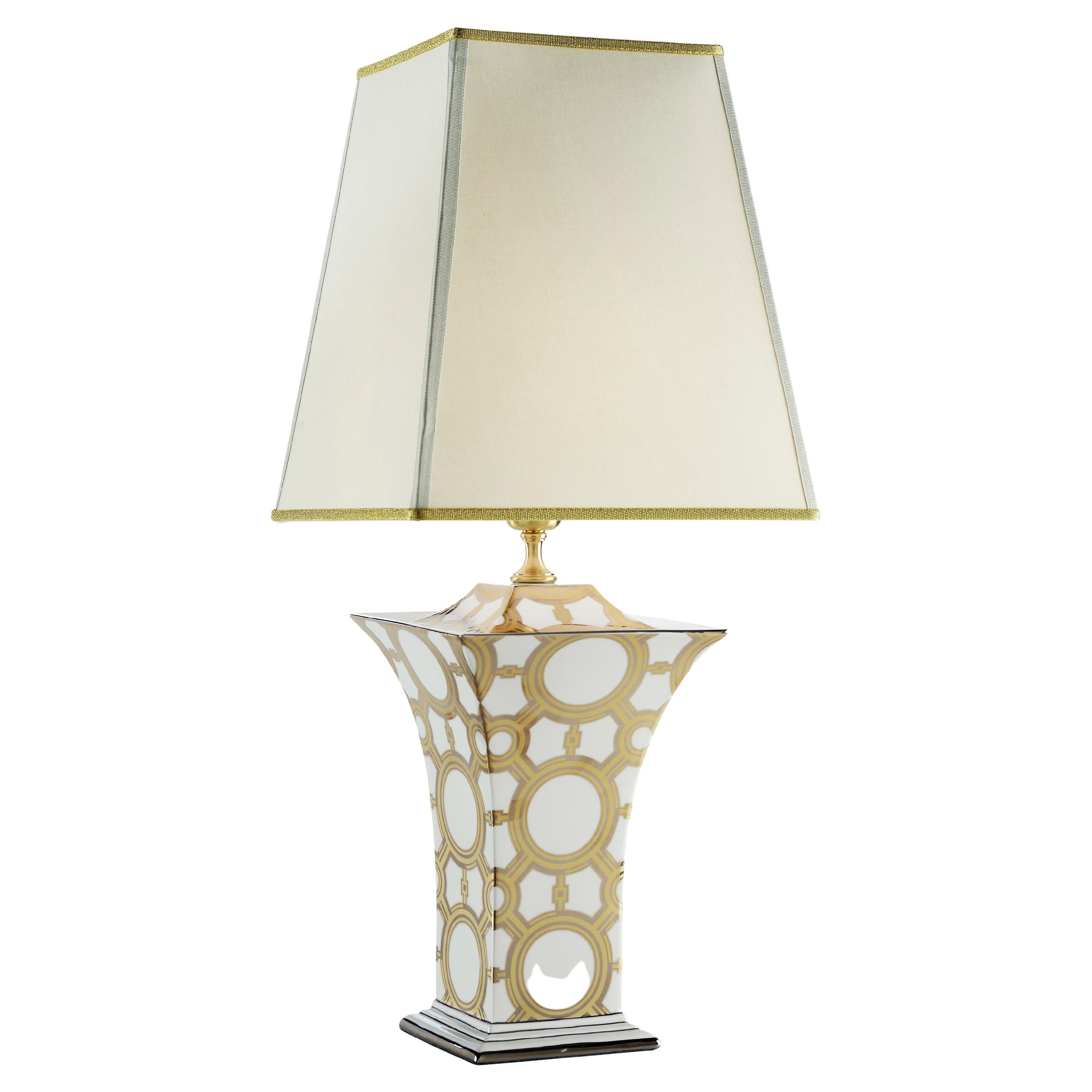 Palazzo Vecchio Collection - Table Lamp with Gold and Platinum Decorations  For Sale