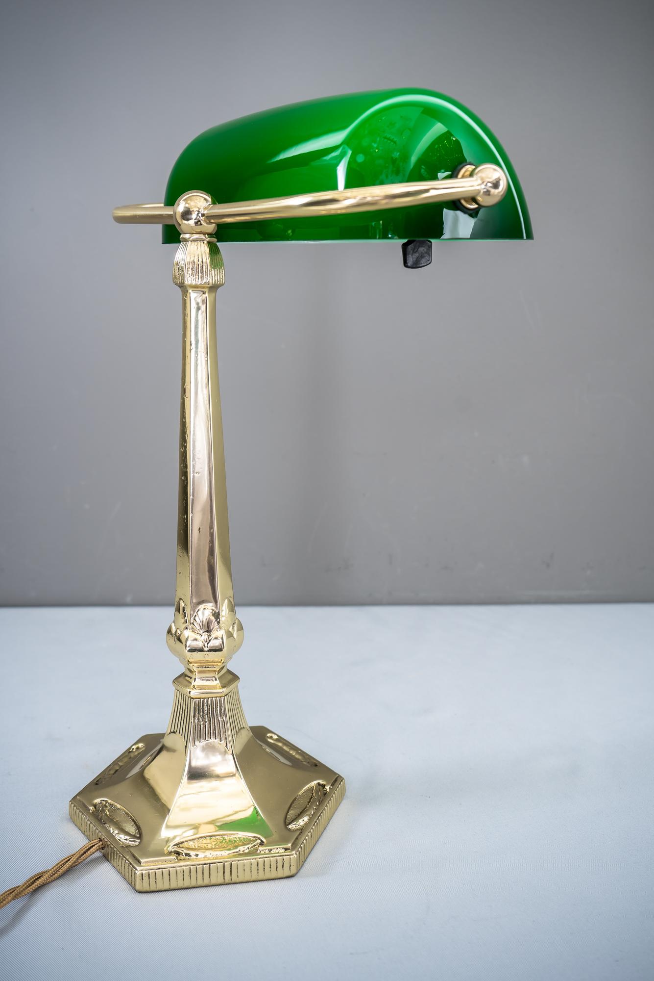 Table Lamp with Green Glass in the Style of Jugendstil 4