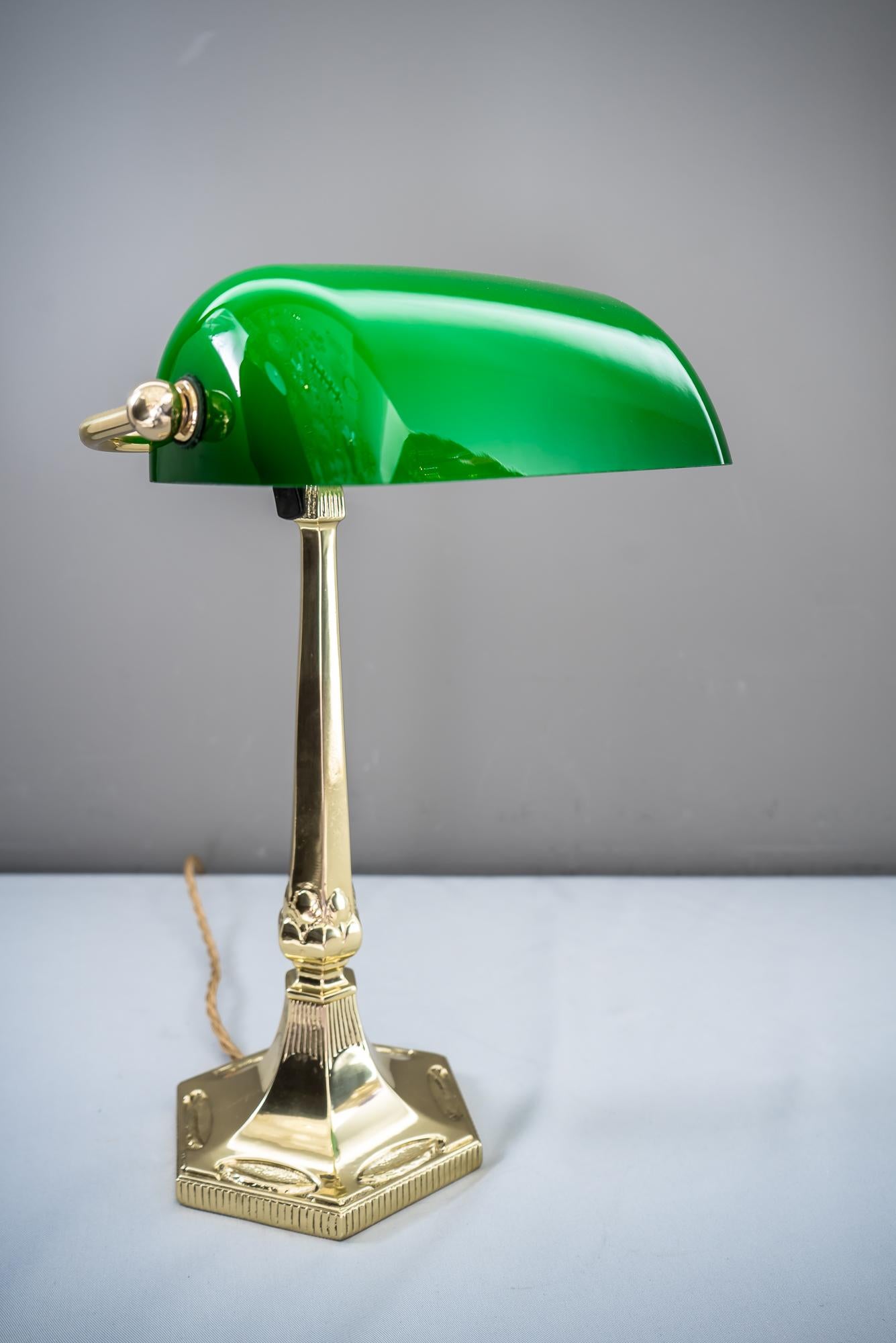 Table Lamp with Green Glass in the Style of Jugendstil 5