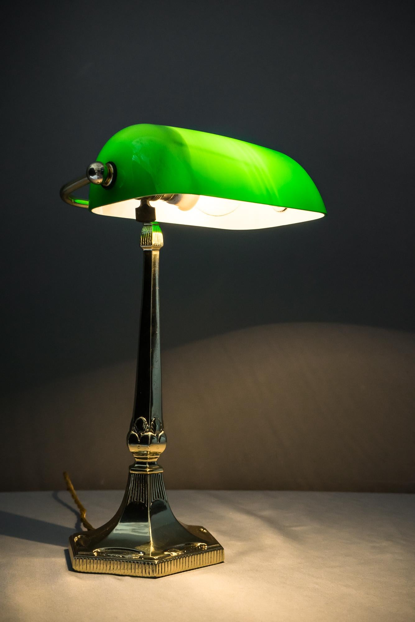 Table Lamp with Green Glass in the Style of Jugendstil 6