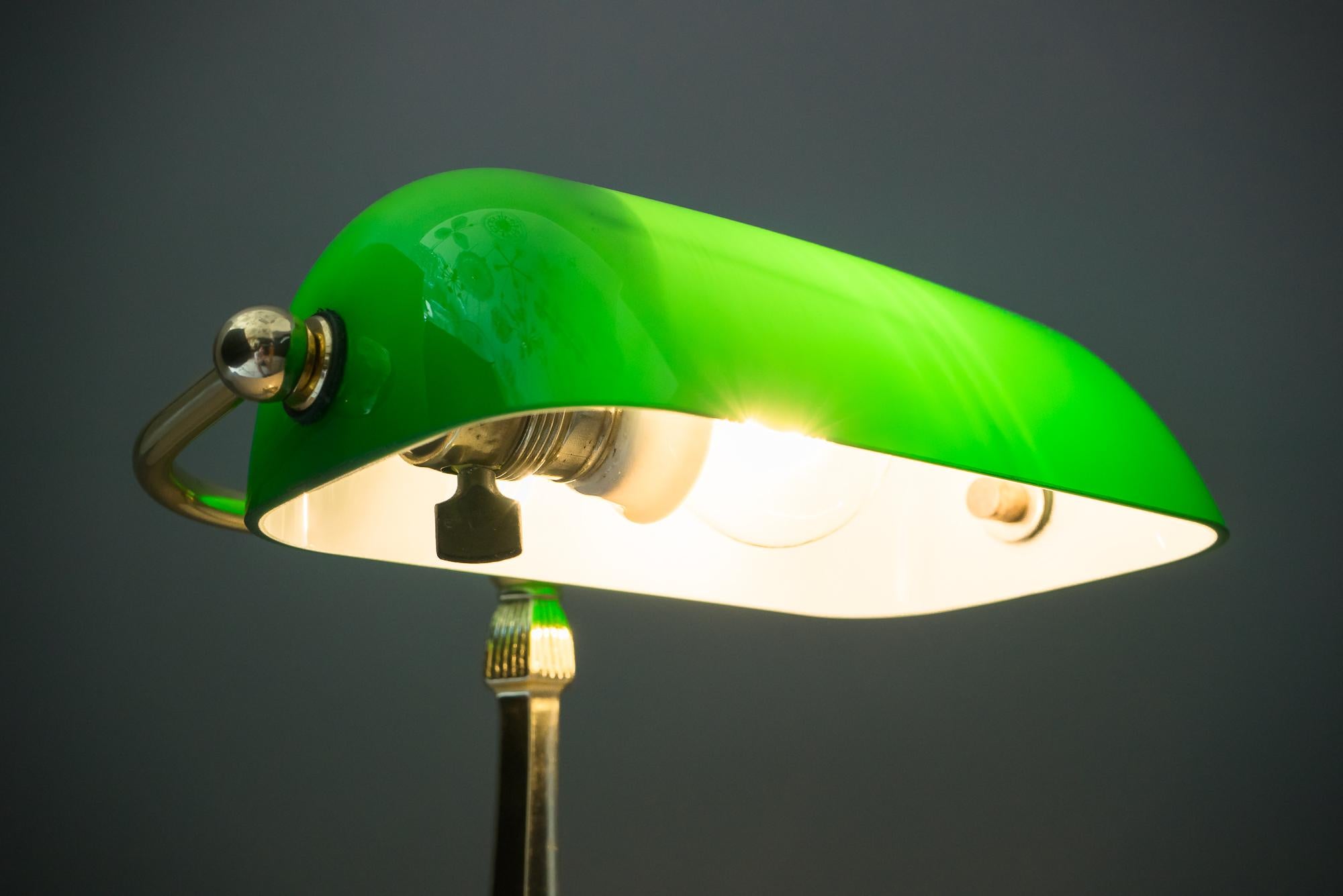 Table Lamp with Green Glass in the Style of Jugendstil 7
