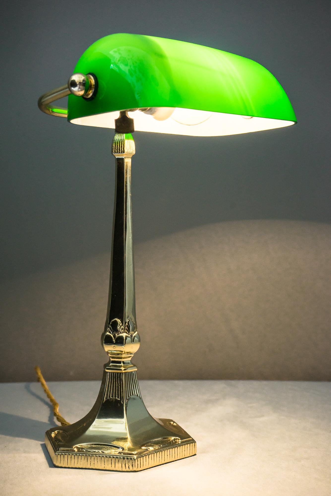 Table Lamp with Green Glass in the Style of Jugendstil 9