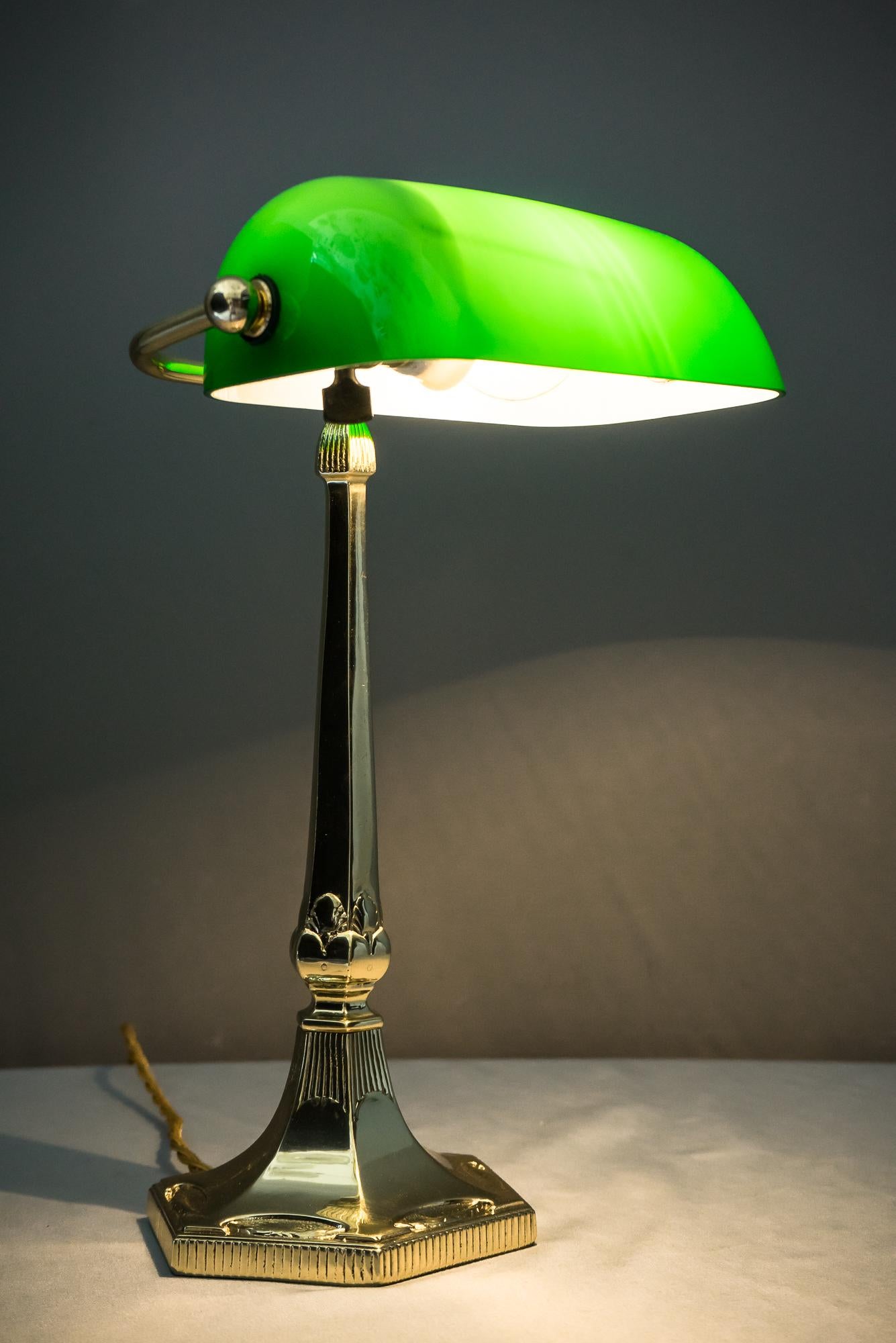 Table Lamp with Green Glass in the Style of Jugendstil 11