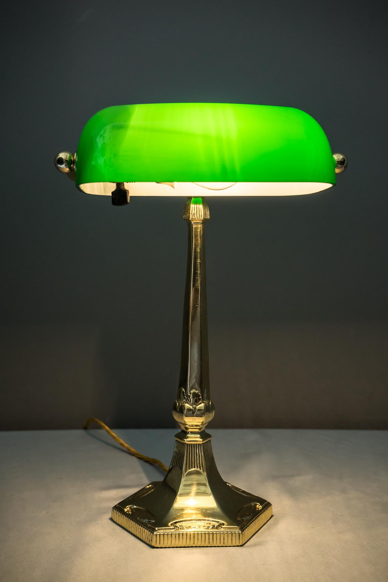 Table Lamp with Green Glass in the Style of Jugendstil 11