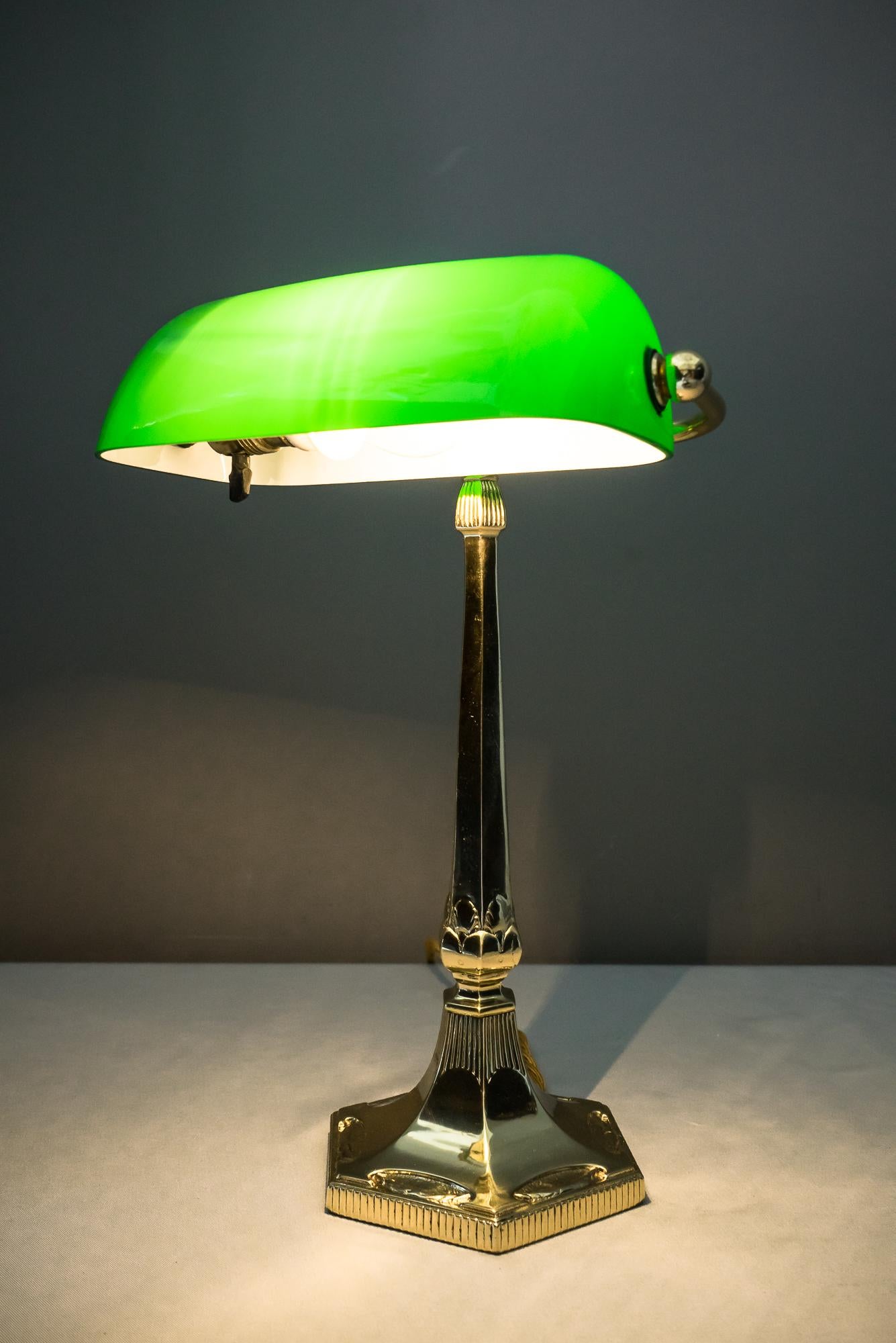 Table Lamp with Green Glass in the Style of Jugendstil 12