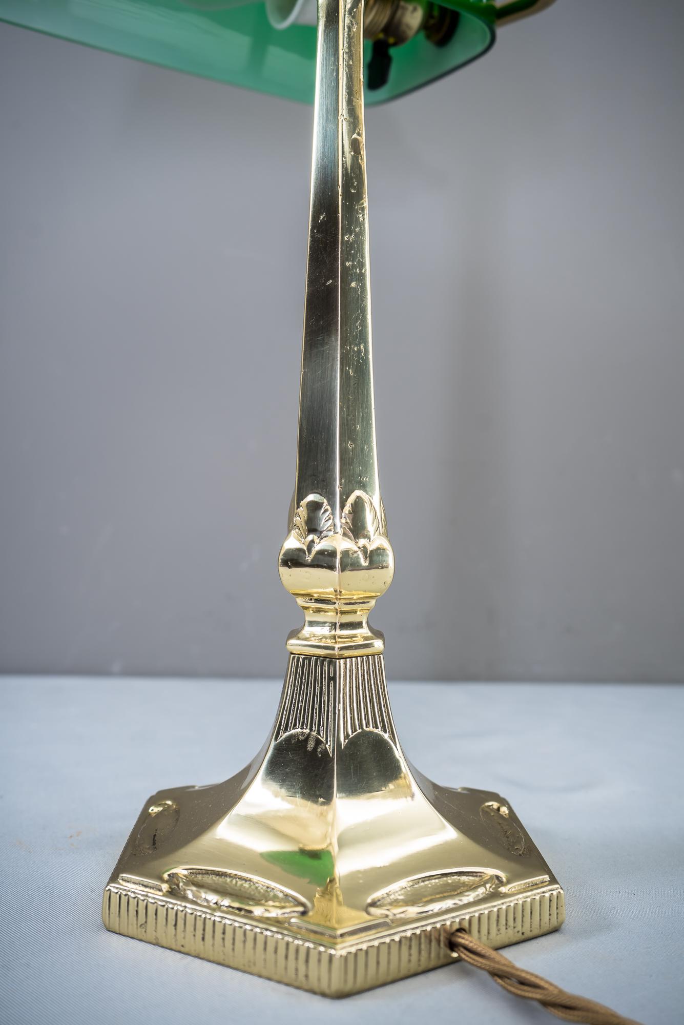 Table Lamp with Green Glass in the Style of Jugendstil 3