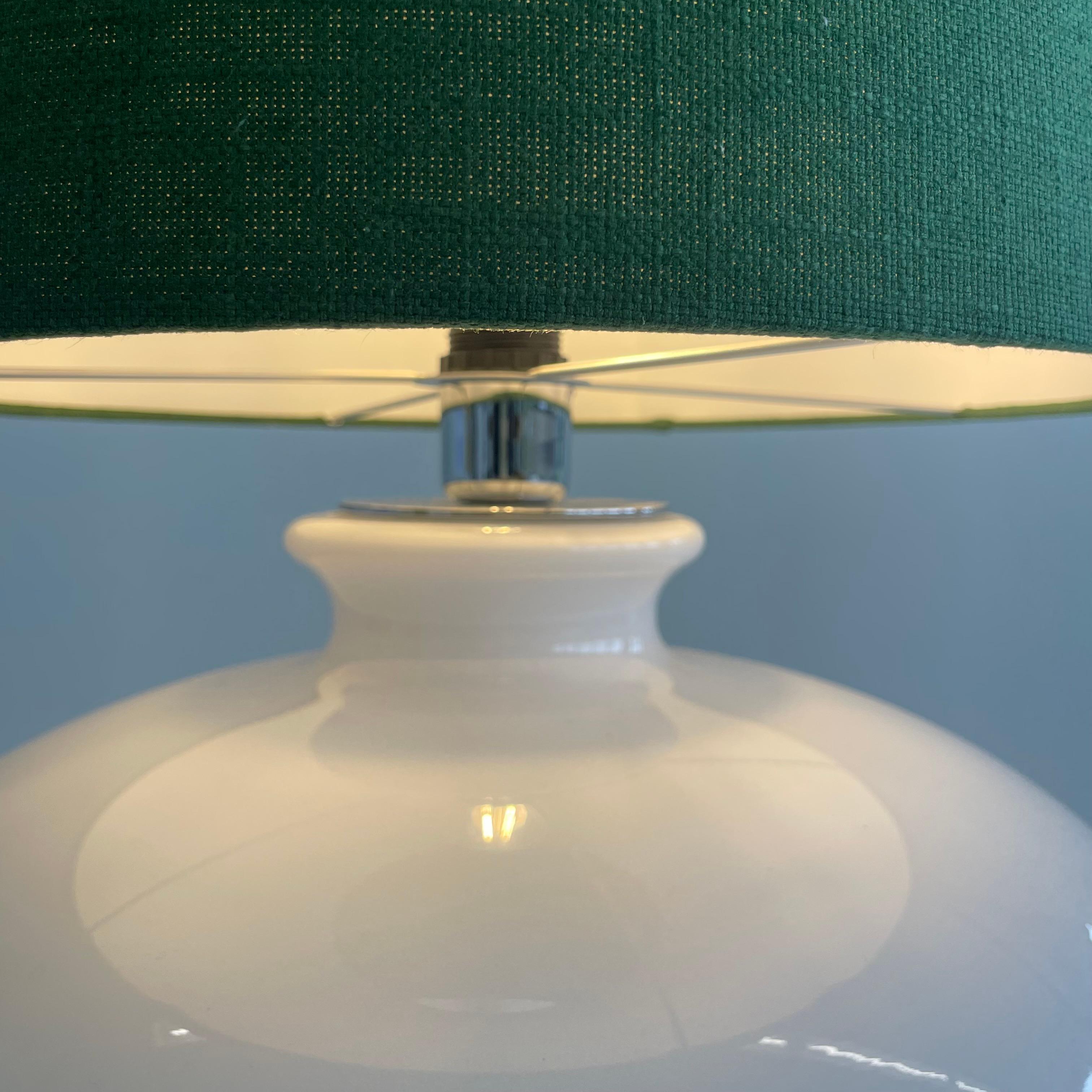 Linen Table Lamp with Illuminated Base, France 1970s For Sale