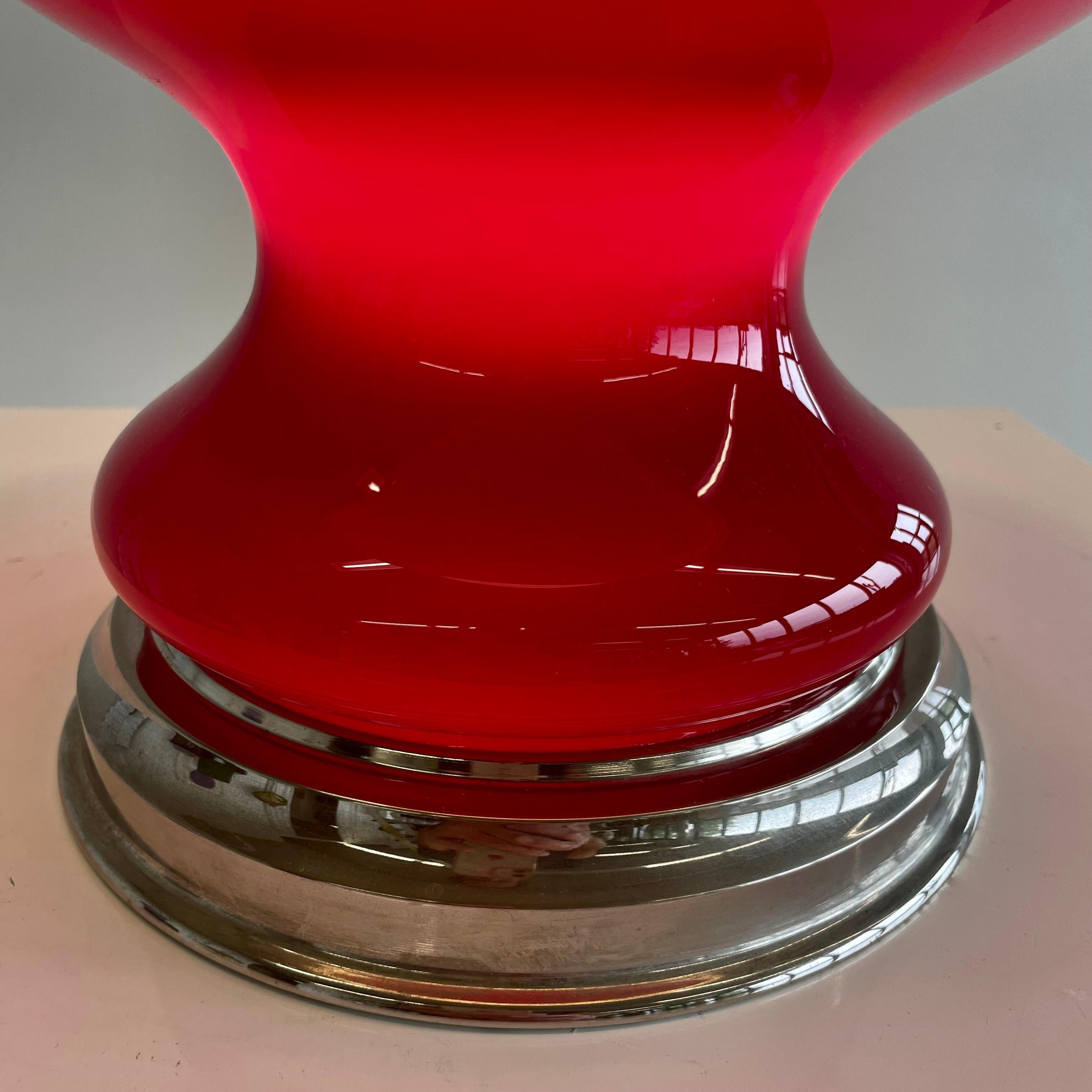 Mid-Century Modern Table Lamp with Illuminated coloured Glass Base, France 1970s. For Sale