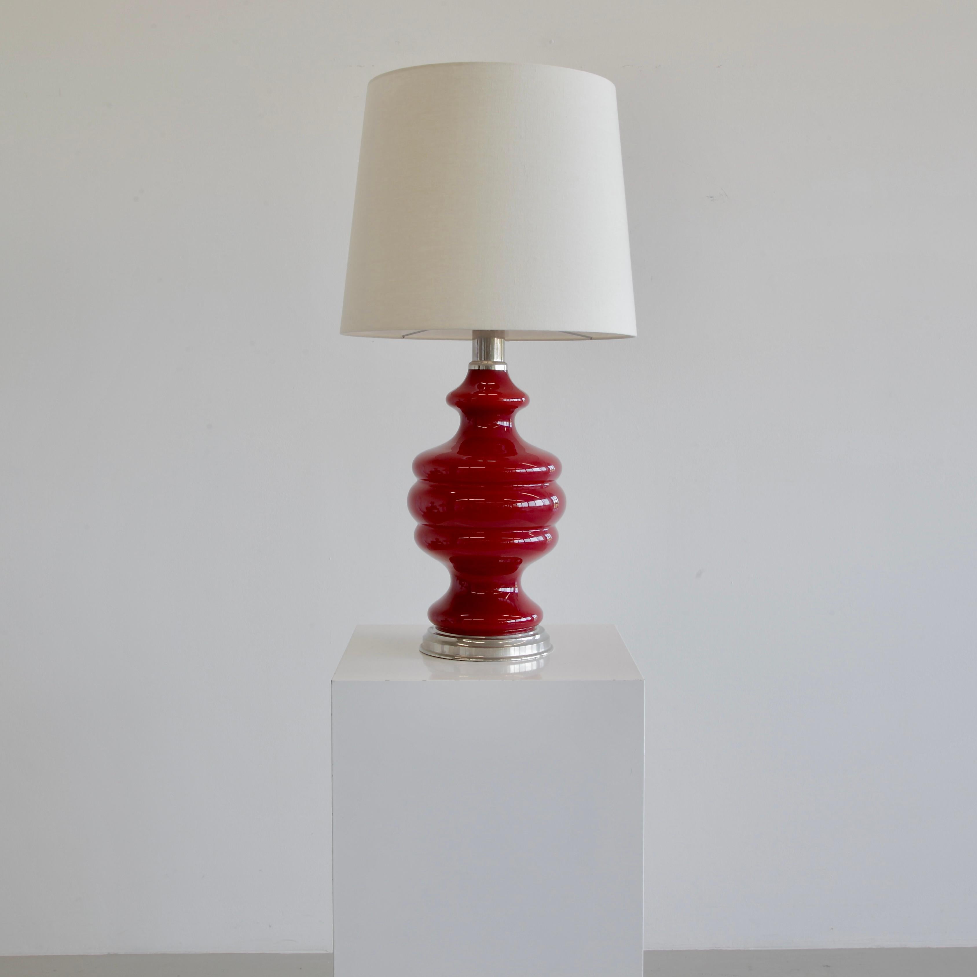 French Table Lamp with Illuminated coloured Glass Base, France 1970s. For Sale