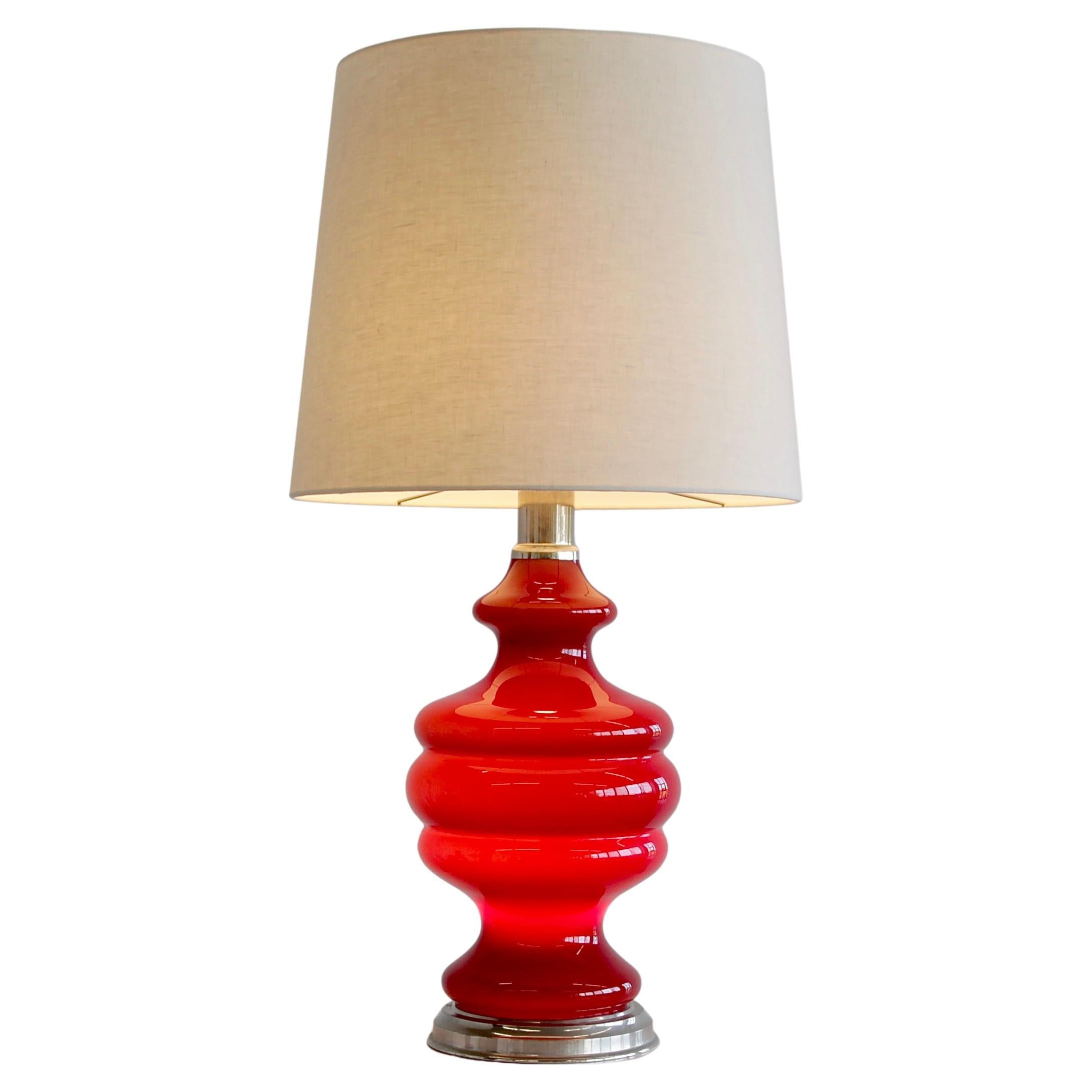 Table Lamp with Illuminated coloured Glass Base, France 1970s. For Sale