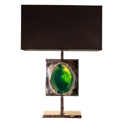 Table Lamp with Jade Body, Solid Brass