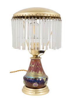 Bunte Tischlampe mit Loetz Glass um 1901 Österreichischer Jugendstil