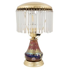 Bunte Tischlampe mit Loetz Glass um 1901 Österreichischer Jugendstil 