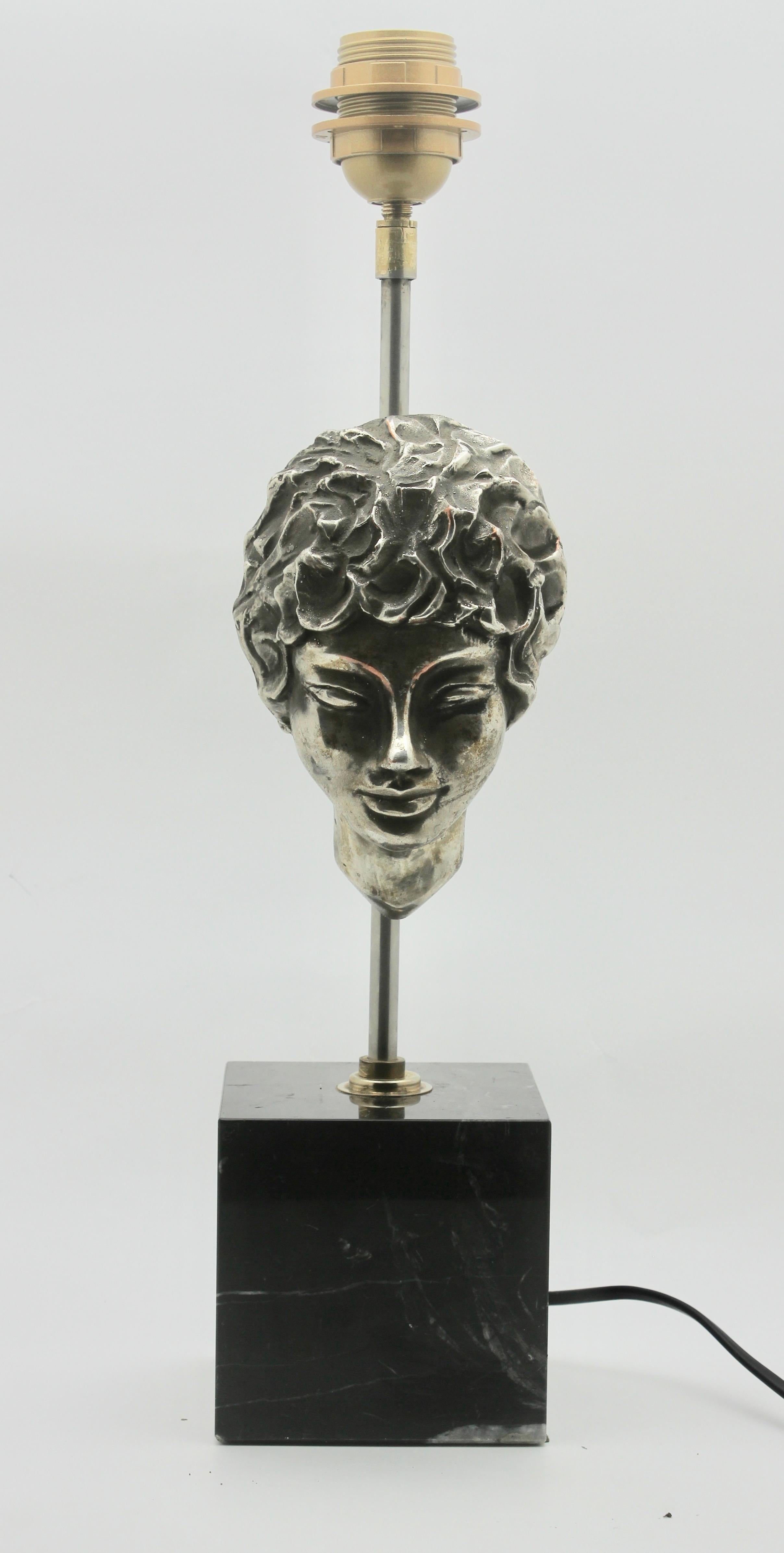 Table Lamp with Masque of a Female Head in the Classical Style, 1970s 3