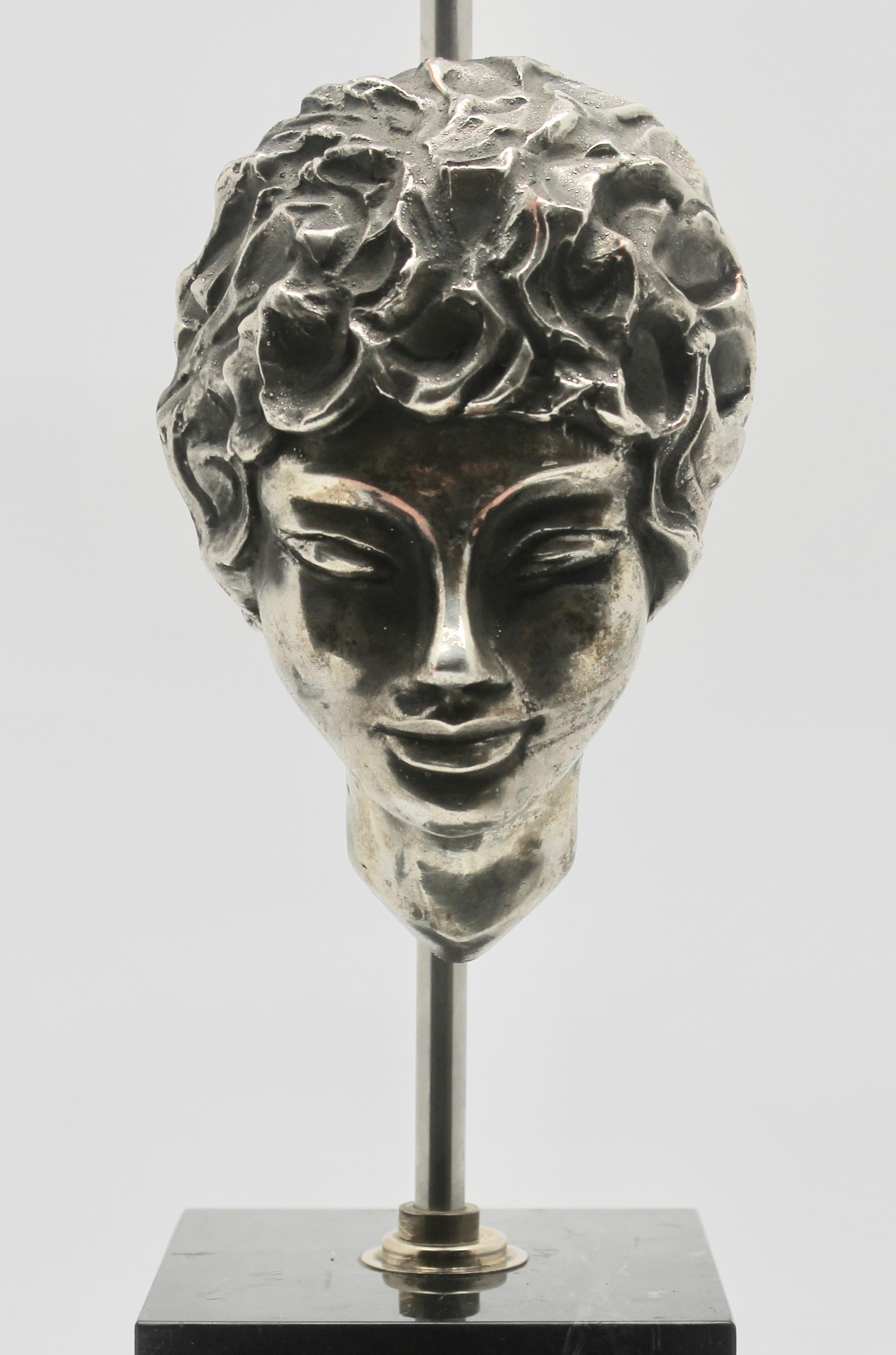 Hollywood Regency Table Lamp with Masque of a Female Head in the Classical Style, 1970s