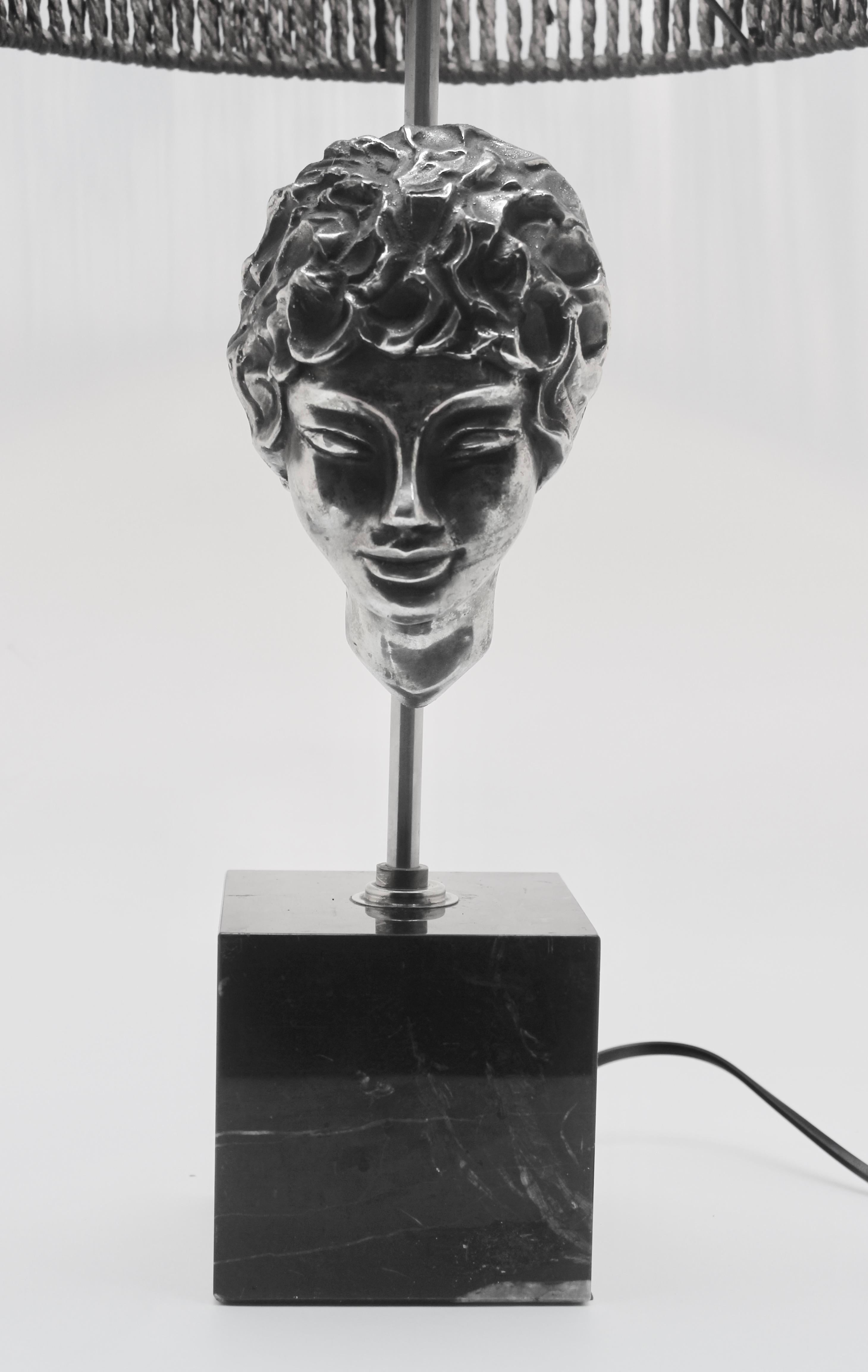 Machine-Made Table Lamp with Masque of a Female Head in the Classical Style, 1970s