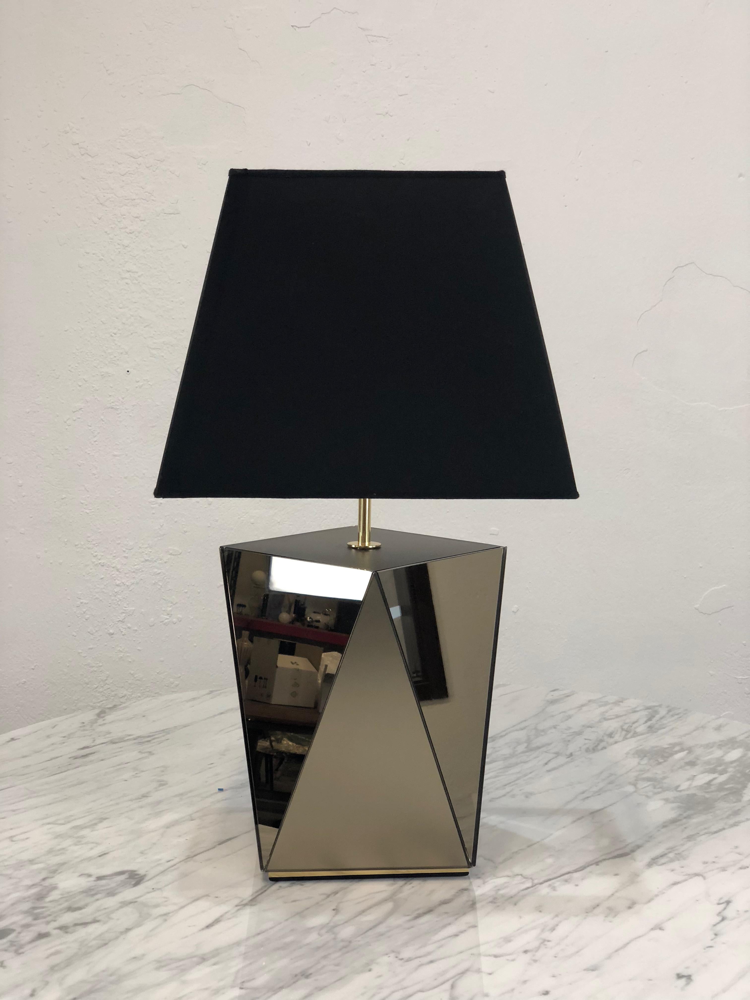 Italian Table Lamp with Mirrored and Satin Glass