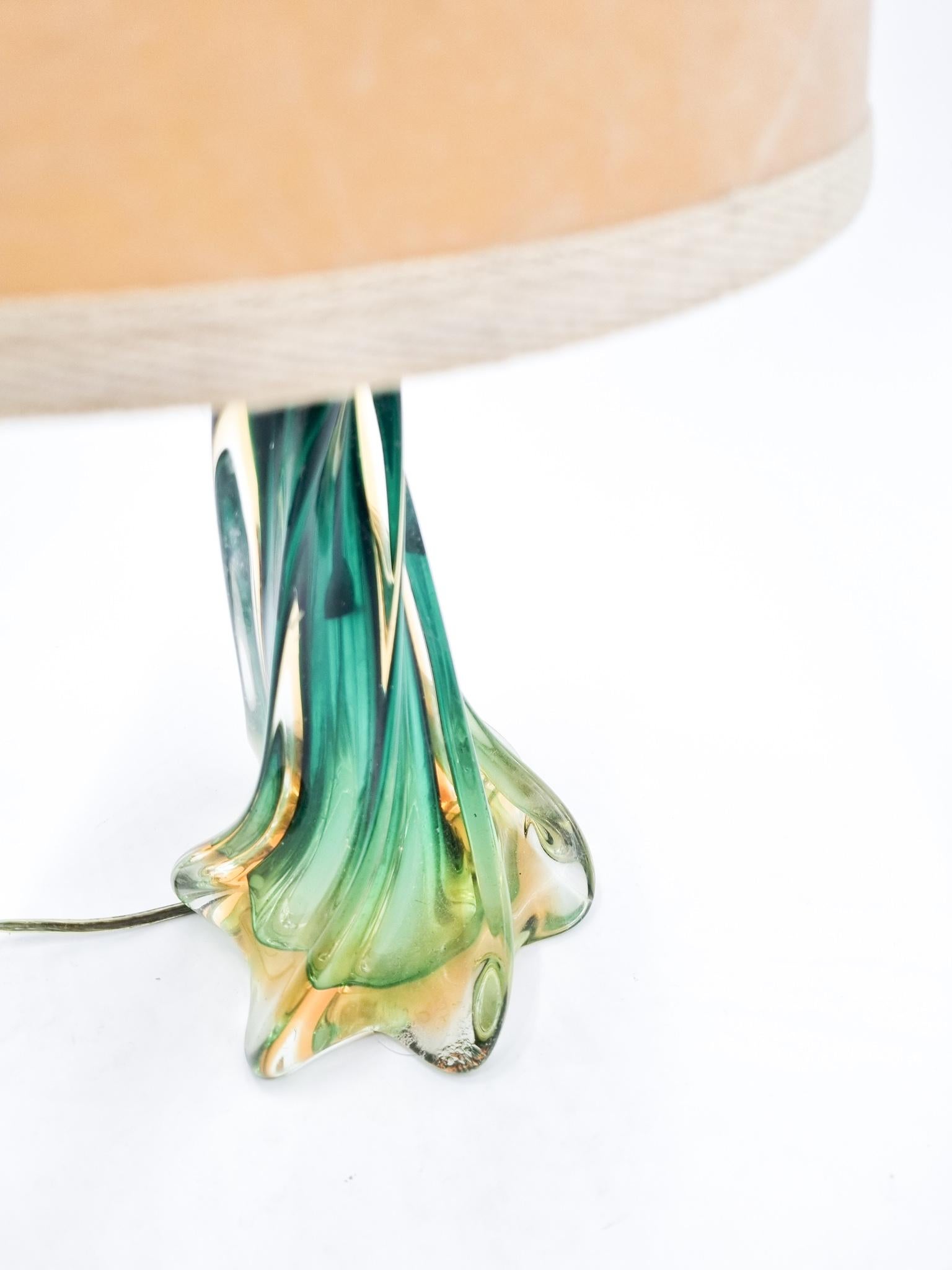 Italian Table Lamp with Murano Glass Base Attributed to Flavio Poli from the 70s