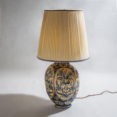 Table Lamp with Painted Porcelain Base, 20th Century