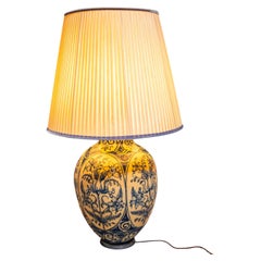 Table Lamp with Painted Porcelain Base, 20th Century