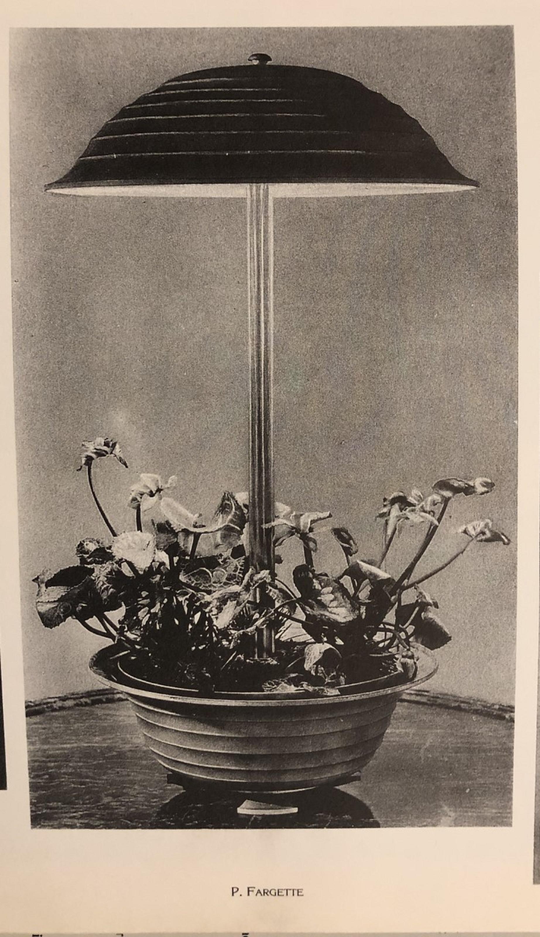 Art Deco Table Lamp with Planter Maison Pierre Fargette, France, 1920, France For Sale