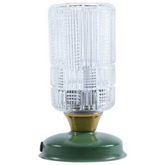 Table Lamp with Pressed Crystal Glass Shield and Metal, Czechoslovakia, 1970s