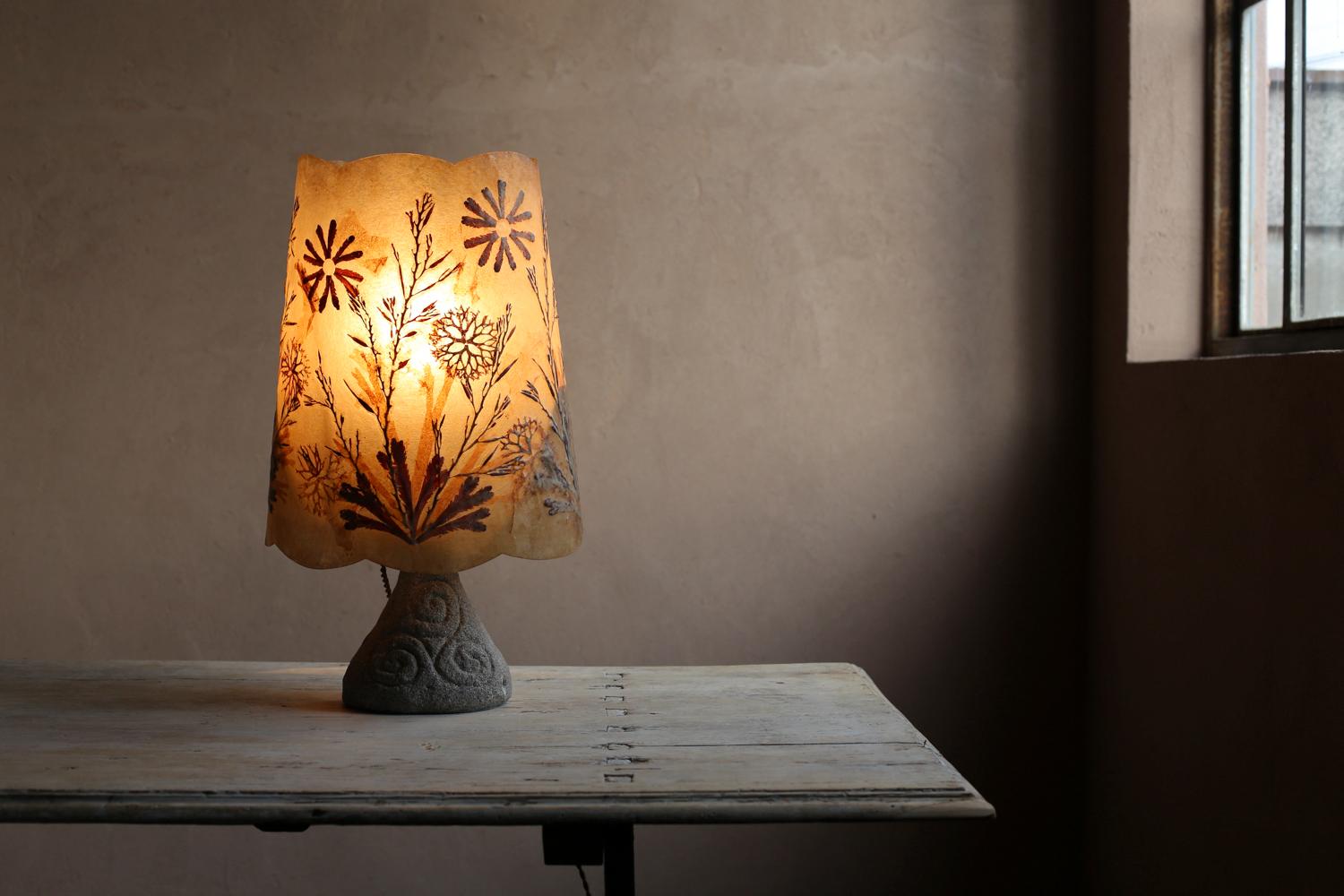 Lampe de table avec abat-jour végétal en résine de Belgique en vente 7