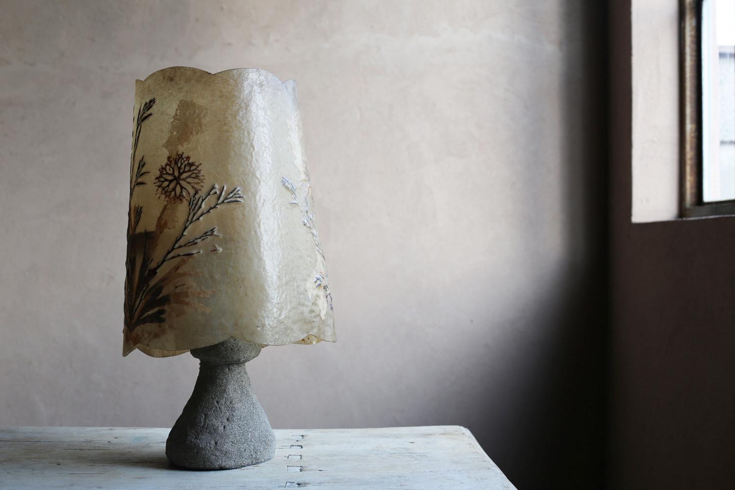 Lampe de table avec abat-jour végétal en résine de Belgique en vente 1