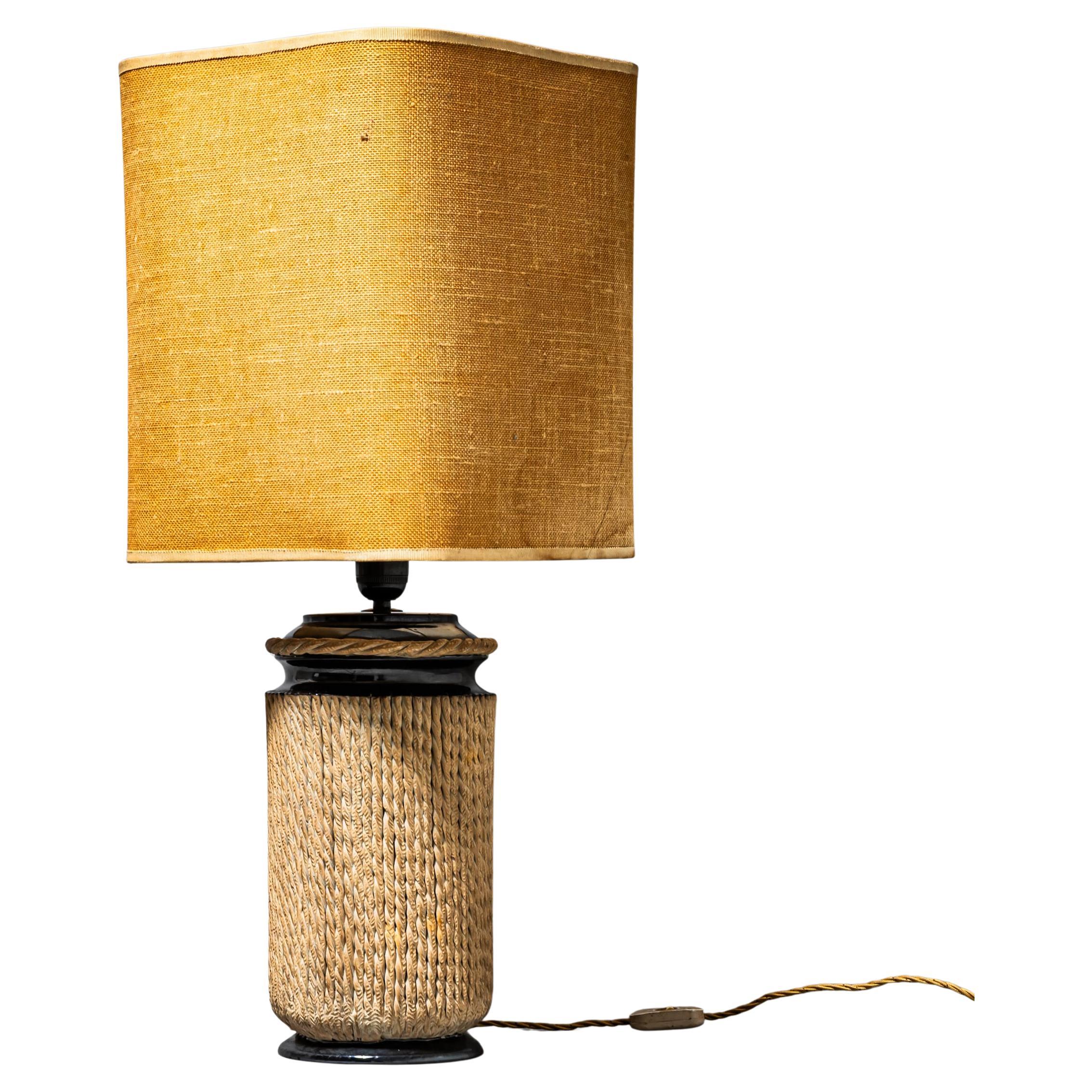 Ceramic Table Lamp Rope Table Lamp with Rope Decoration, Mid-20th Century For Sale at 1stDibs