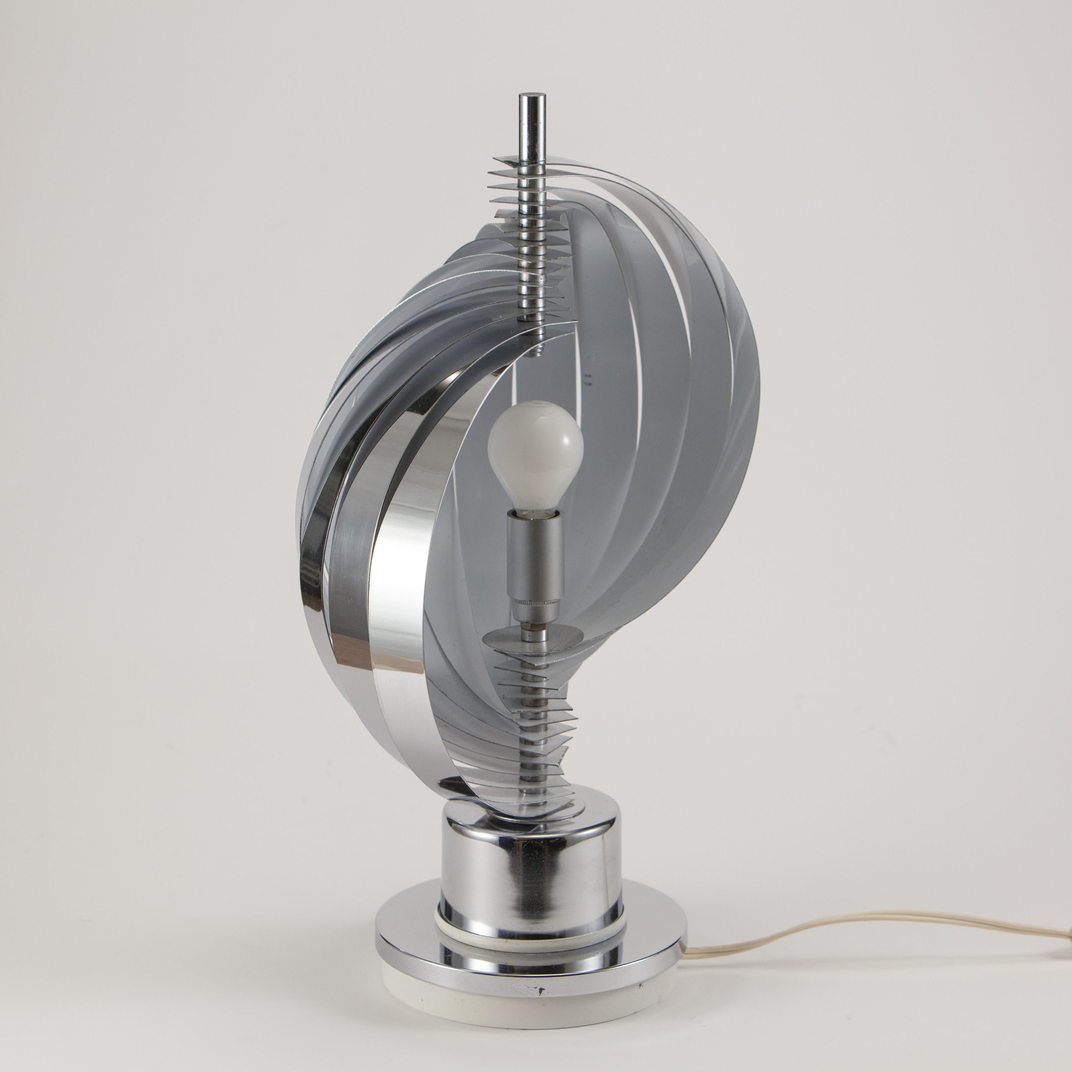 Metal Table Lamp with spiral slats, 70s years For Sale