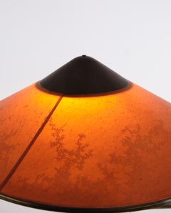 Table Lamp with Swing Arm in Patinated Brass with Amber Shade, LYFA, 1930/40s