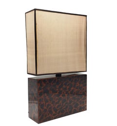 Table Lamp with Tortoise Lucite Base, Italy 1980s