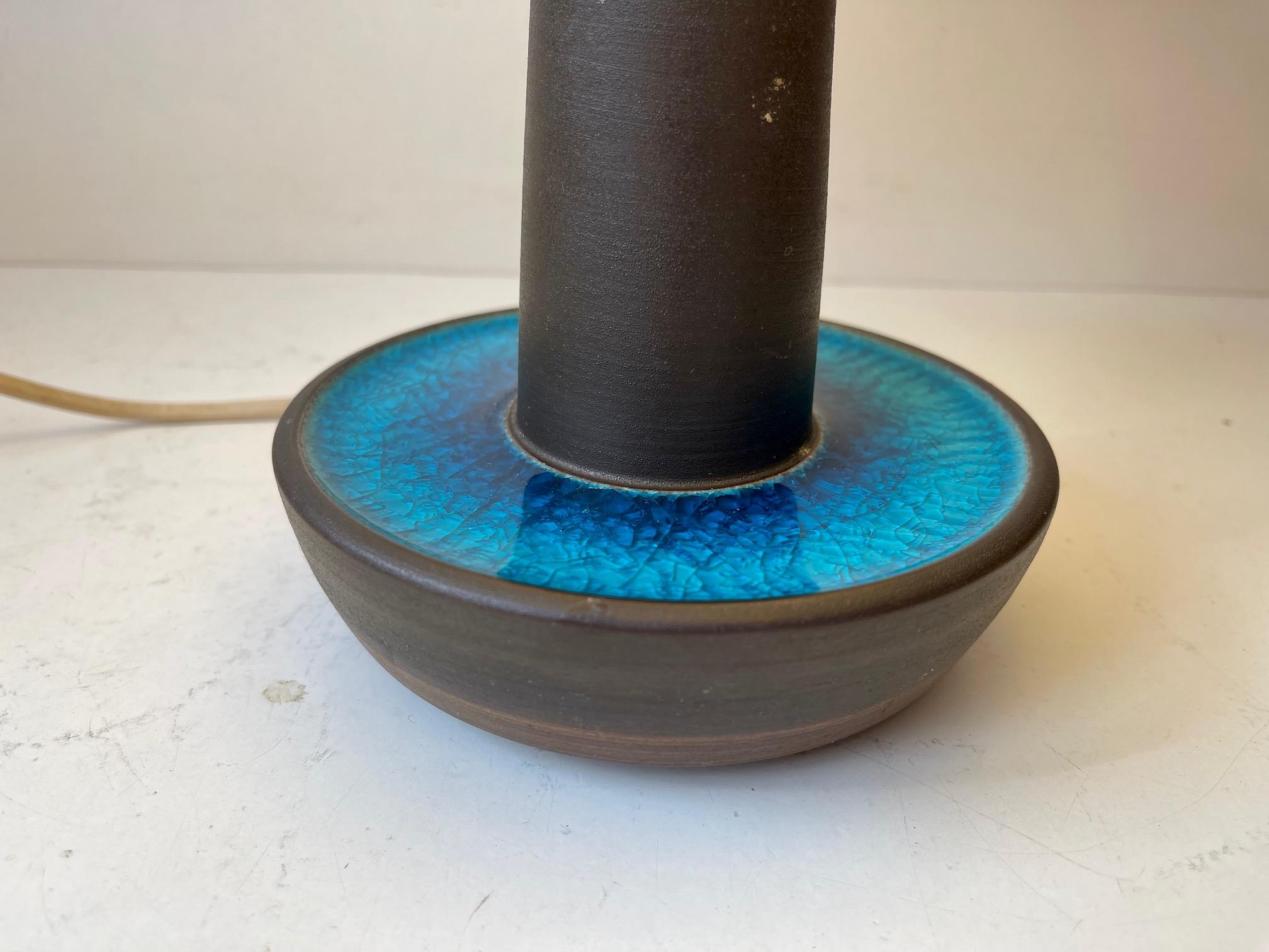 Danish Table Lamp with Turquoise Glaze by Einar Johansen, Søholm, 1960s For Sale